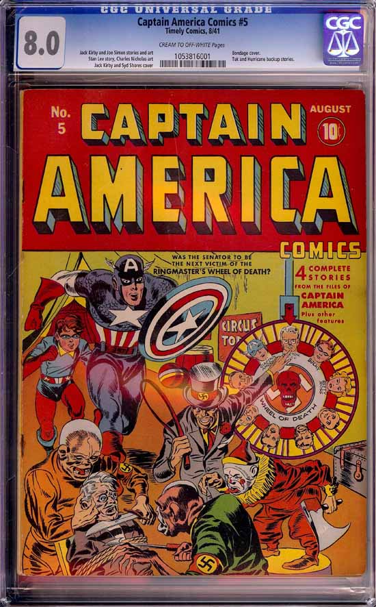 Captain America Comics #5 CGC 8.0 cr/ow