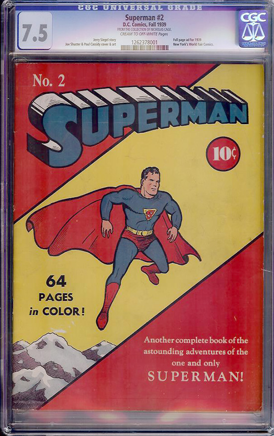 Superman #2 CGC 7.5 cr/ow Nicolas Cage Collection