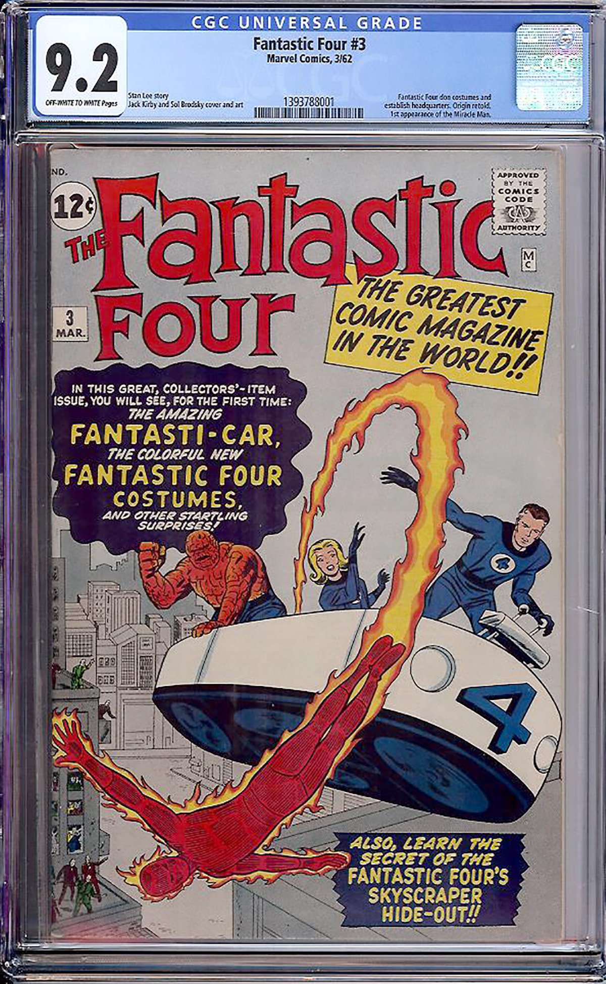 Fantastic Four #3 CGC 9.2 ow/w
