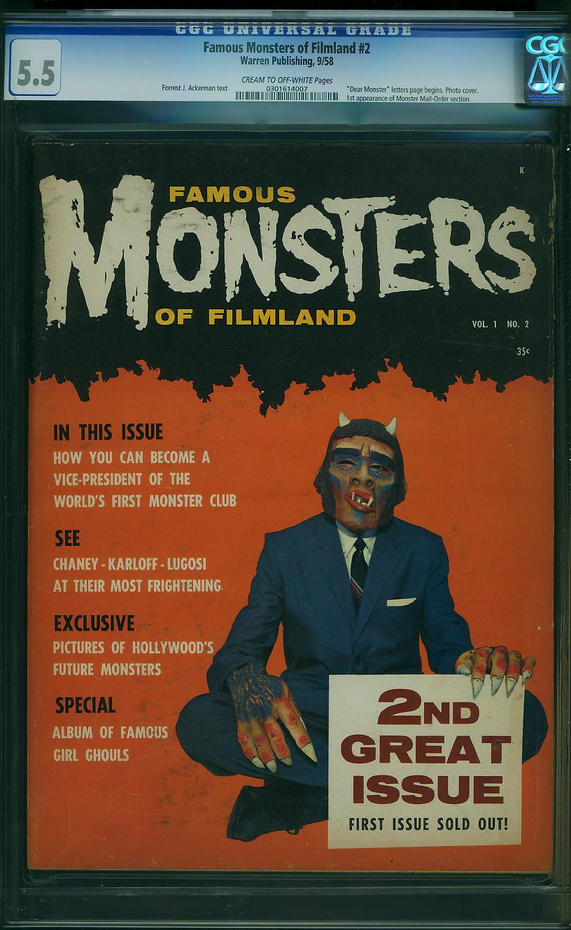 Famous Monsters of Filmland #2 CGC 5.5 cr/ow