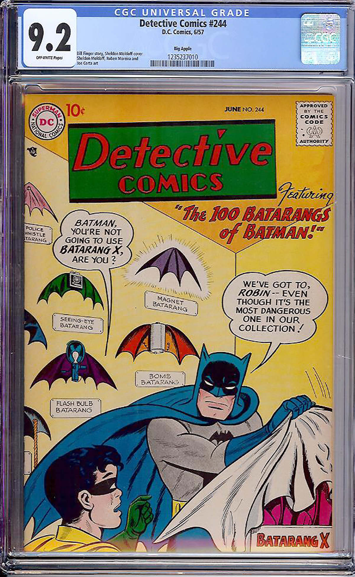 Detective Comics #244 CGC 9.2 ow Big Apple