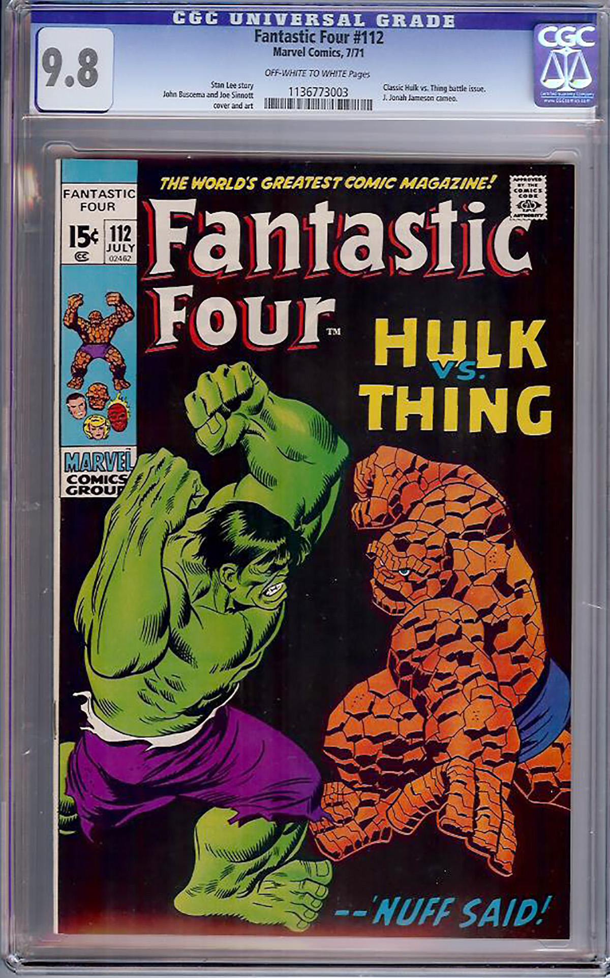 Fantastic Four #112 CGC 9.8 ow/w