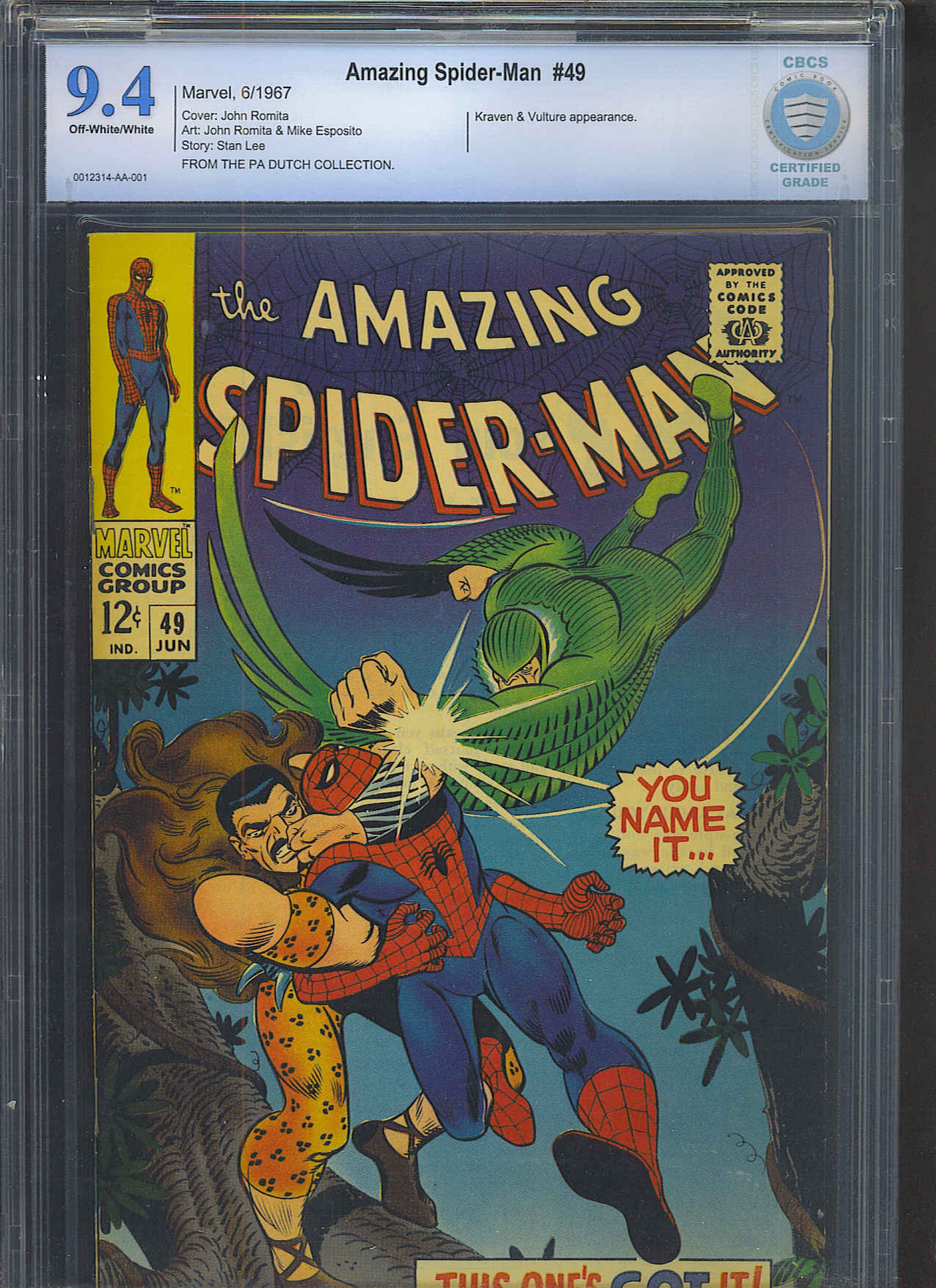 Amazing Spider-Man #49 CBCS 9.4 ow/w PA. Dutch Collection