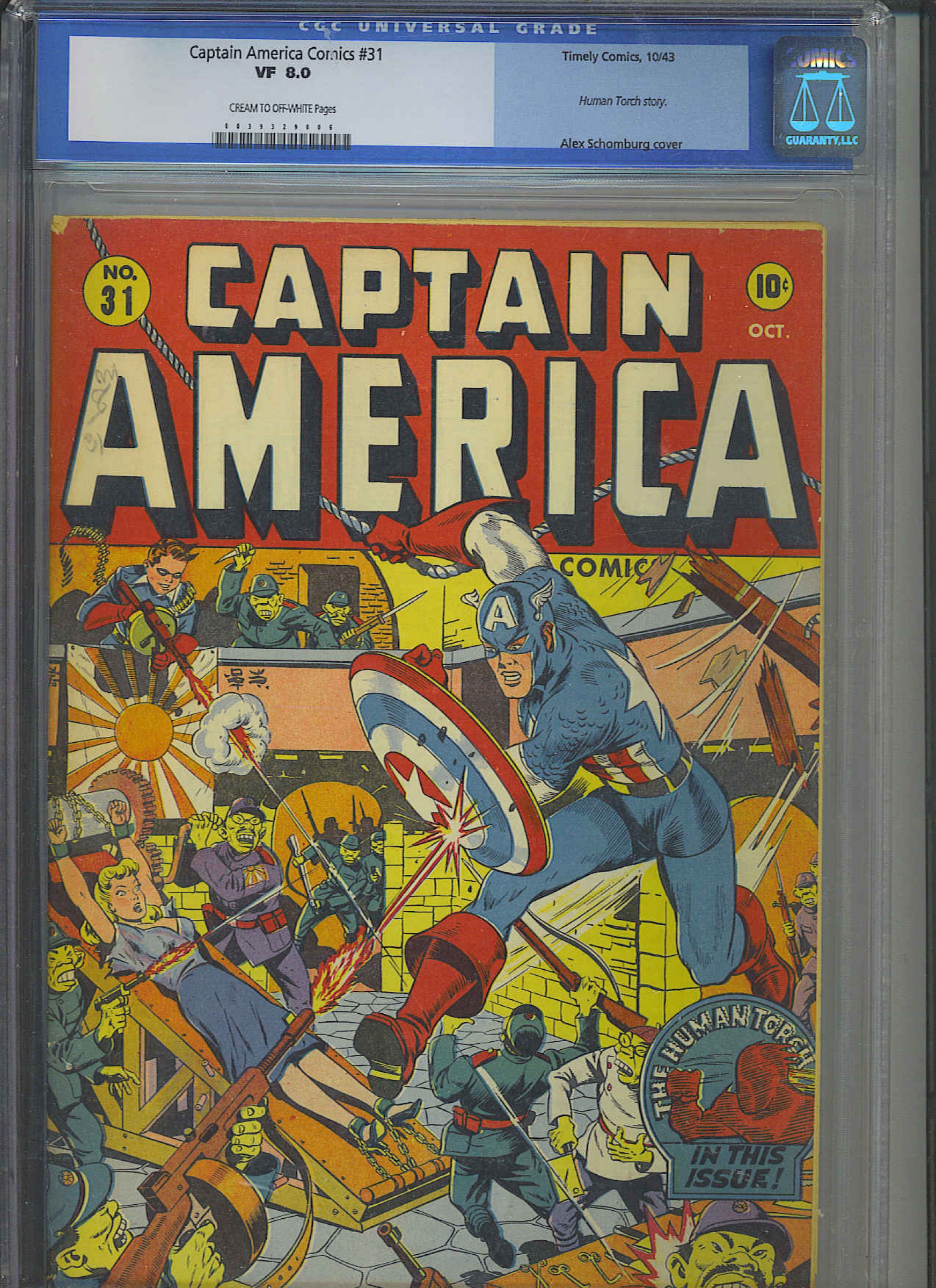Captain America Comics #31 CGC 8.0 cr/ow
