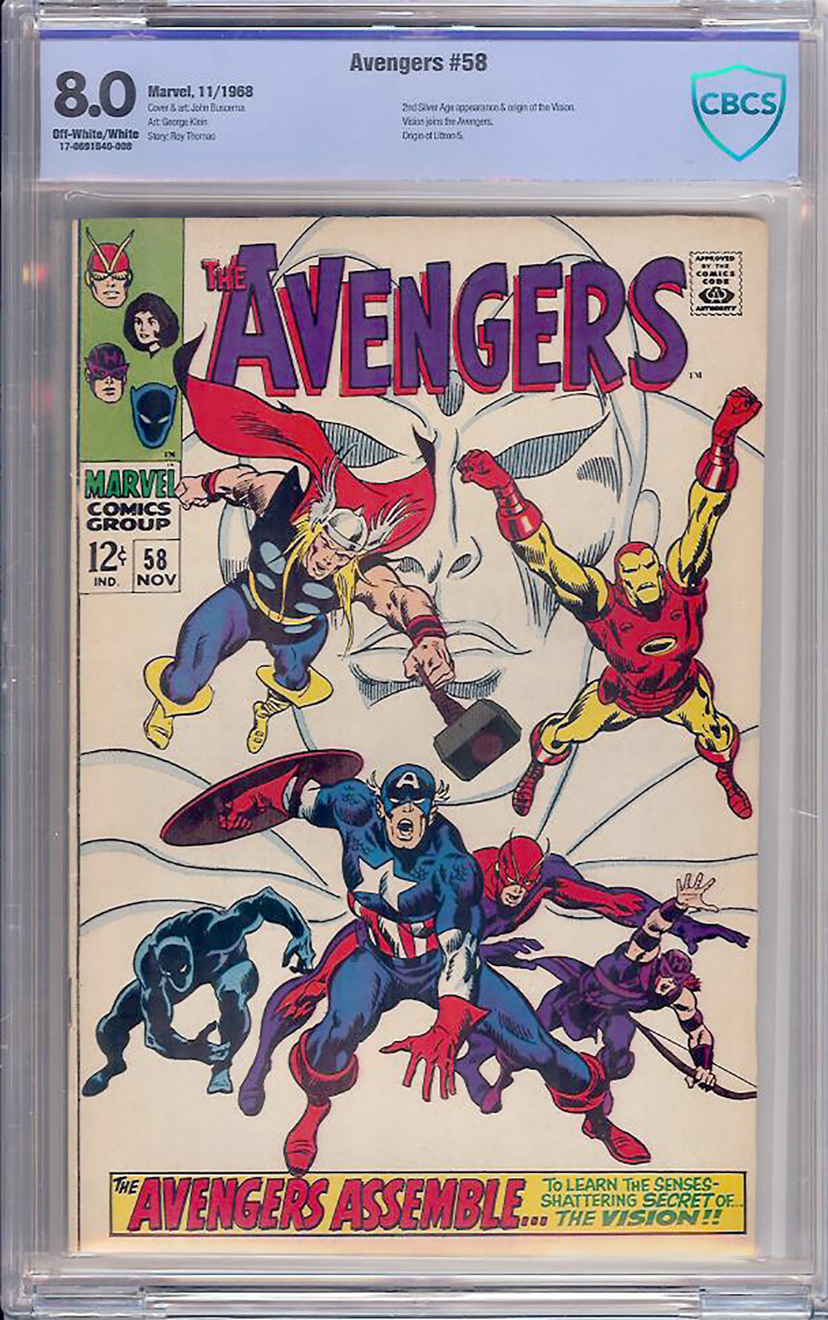 Avengers #58 CBCS 8.0 ow/w