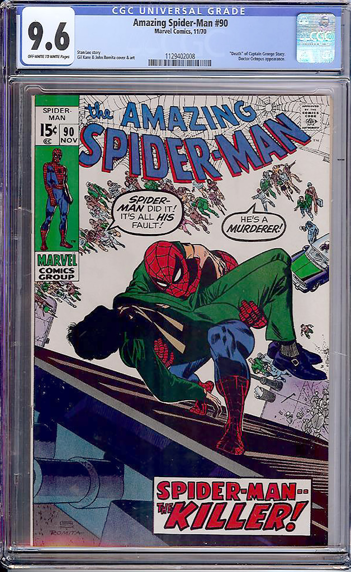 Amazing Spider-Man #90 CGC 9.6 ow/w