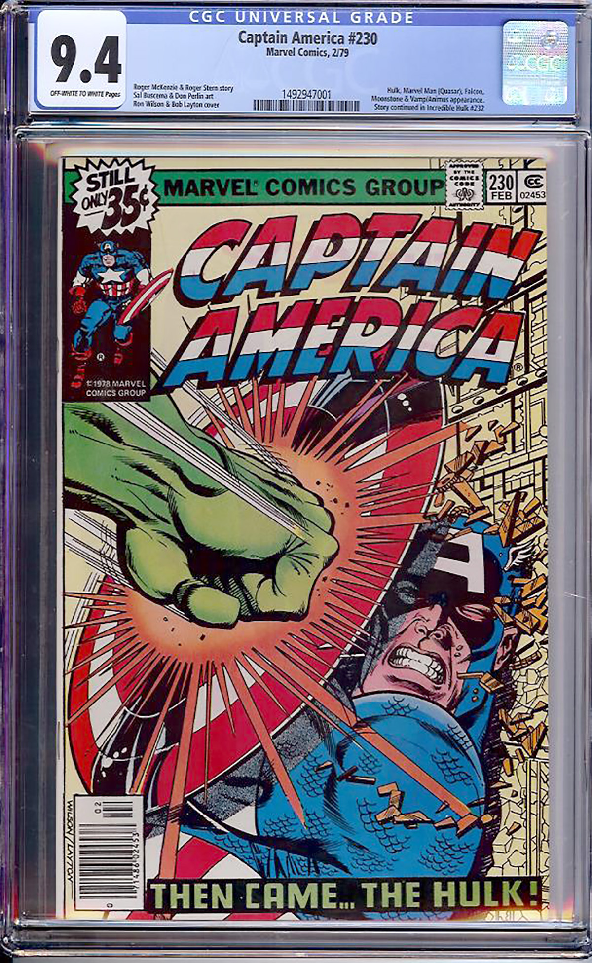 Captain America #230 CGC 9.4 ow/w