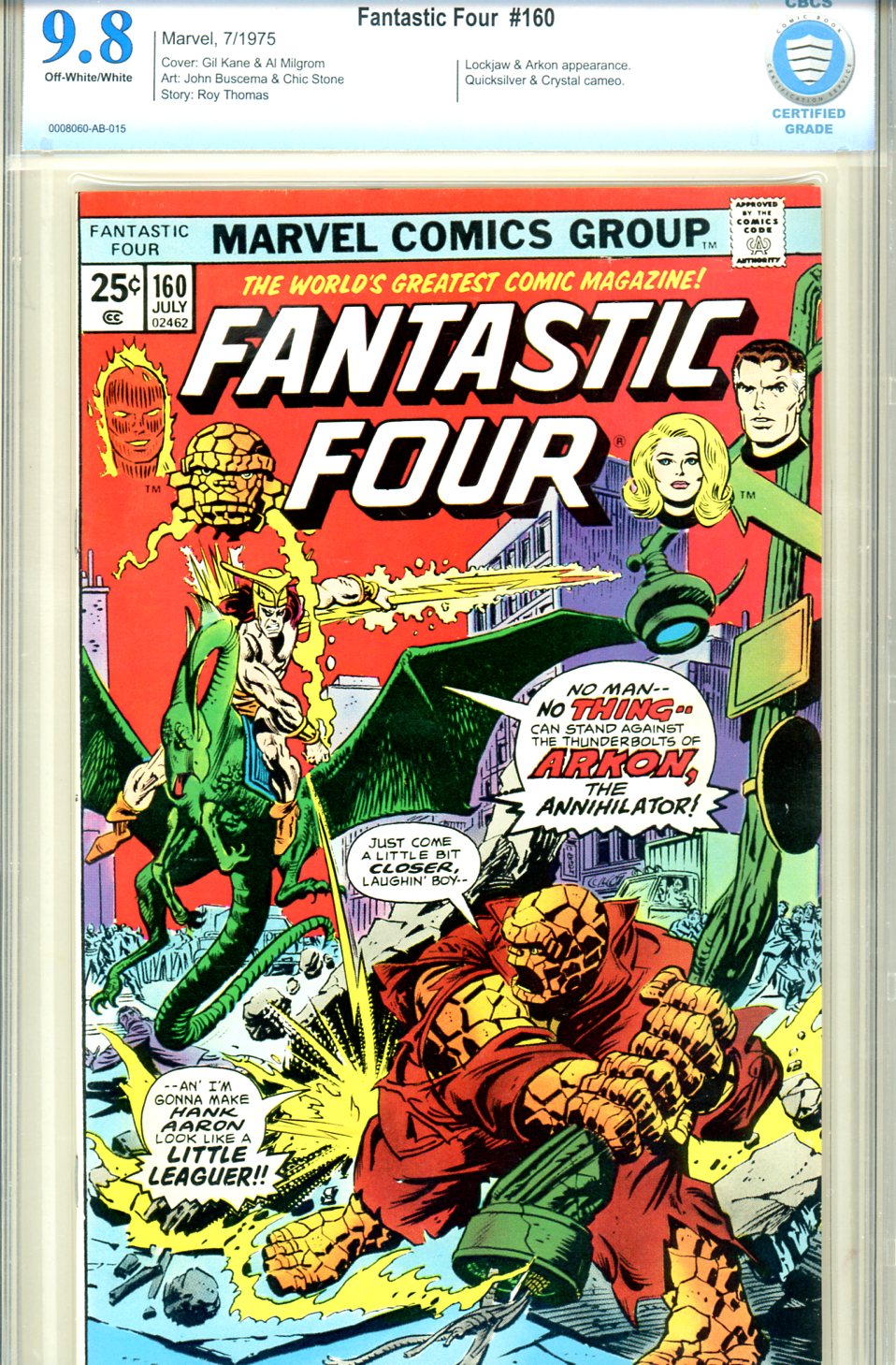 Fantastic Four #160 CBCS 9.8 ow/w