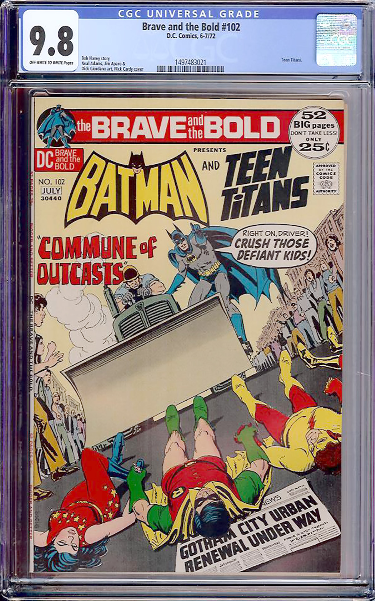 Brave and the Bold #102 CGC 9.8 ow/w