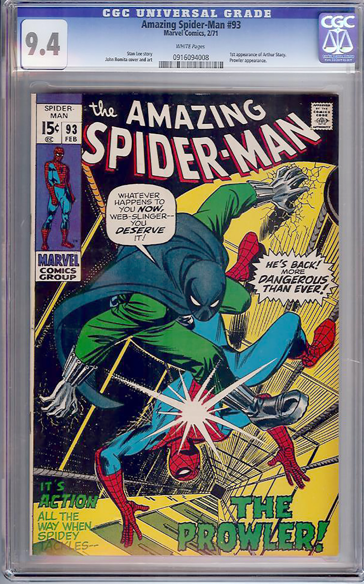 Amazing Spider-Man #93 CGC 9.4 w