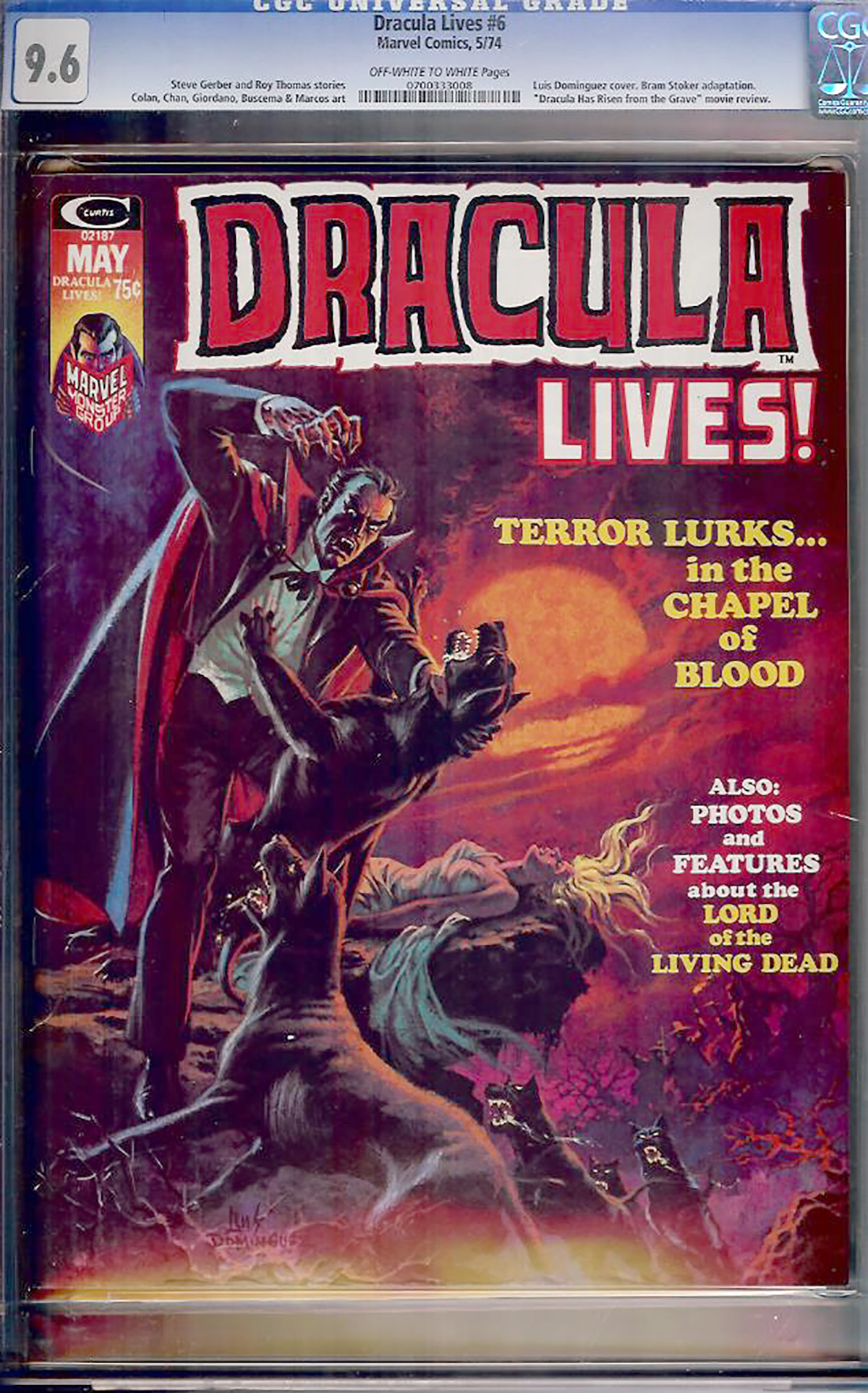 Dracula Lives #6 CGC 9.6 ow/w