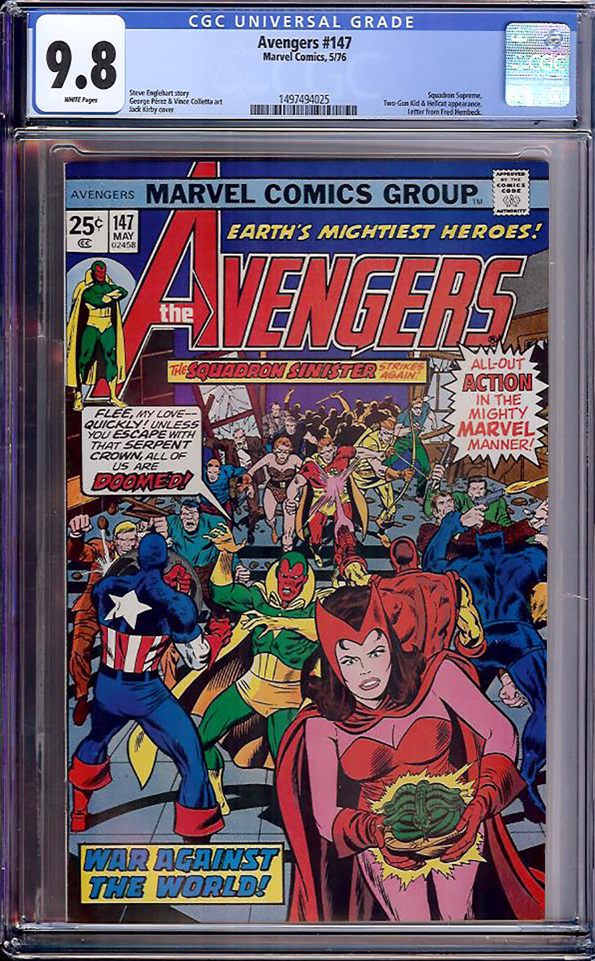 Avengers #147 CGC 9.8 w