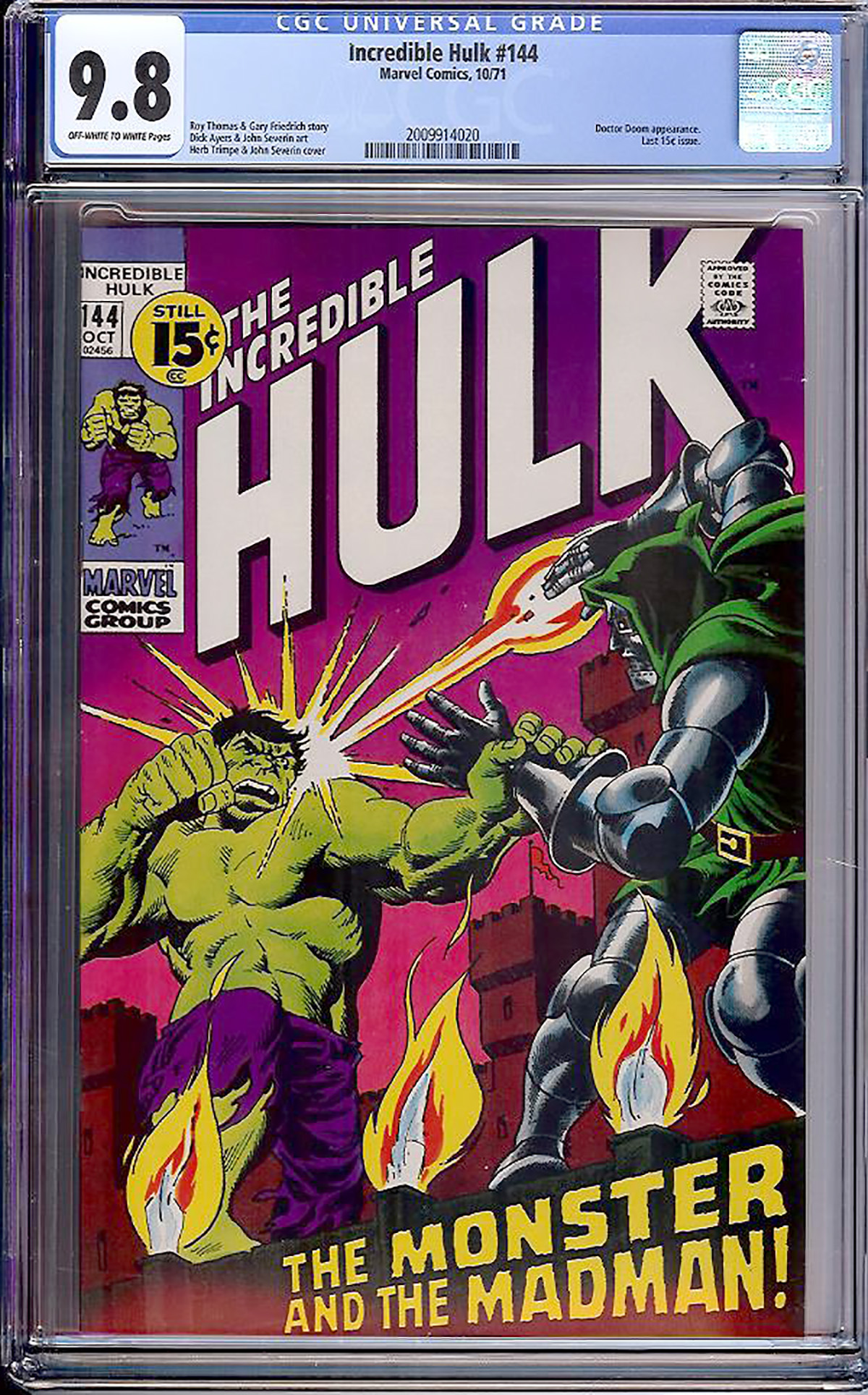 Incredible Hulk #144 CGC 9.8 ow/w