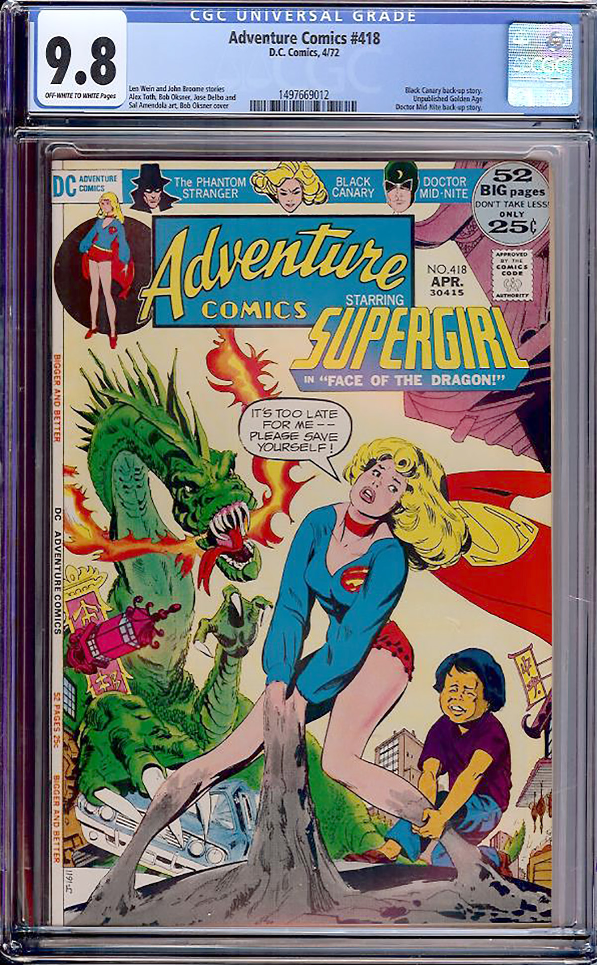 Adventure Comics #418 CGC 9.8 ow/w