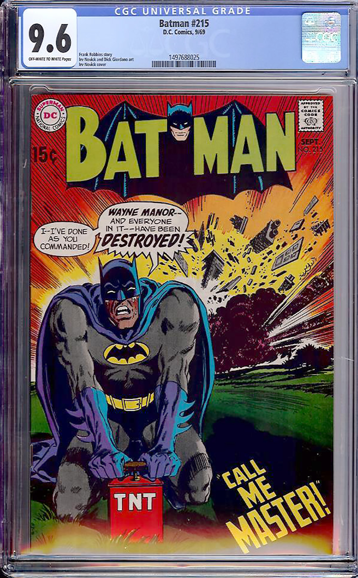 Batman #215 CGC 9.6 ow/w