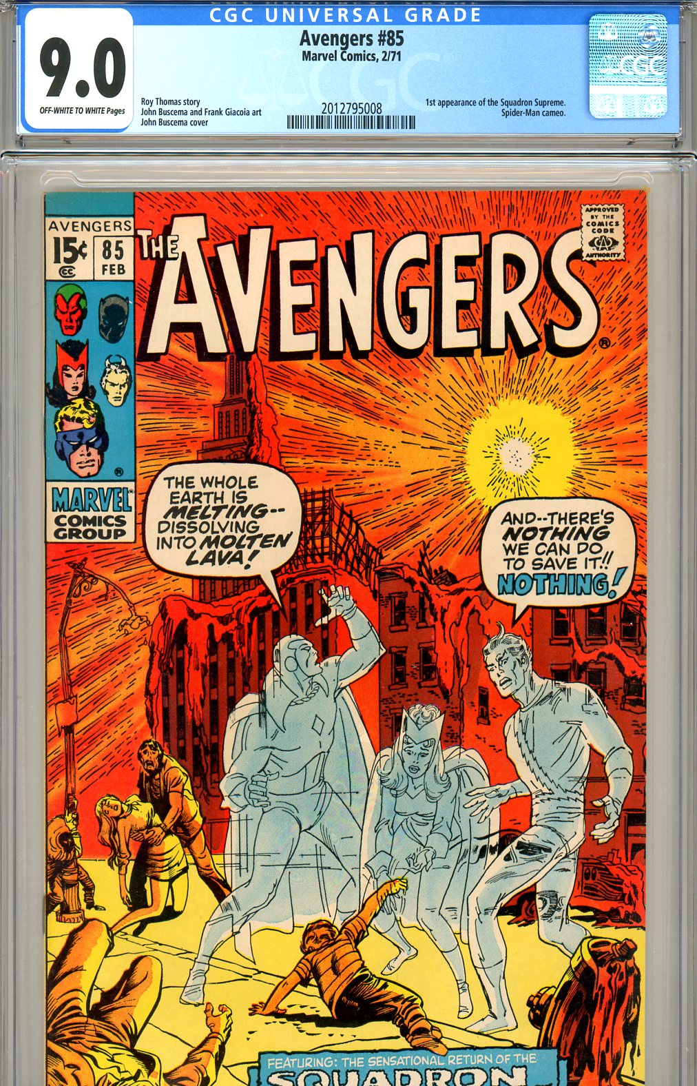 Avengers #85 CGC 9.0 ow/w