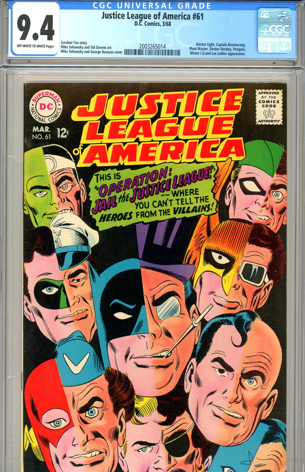 Justice League of America #61 CGC 9.4 ow/w