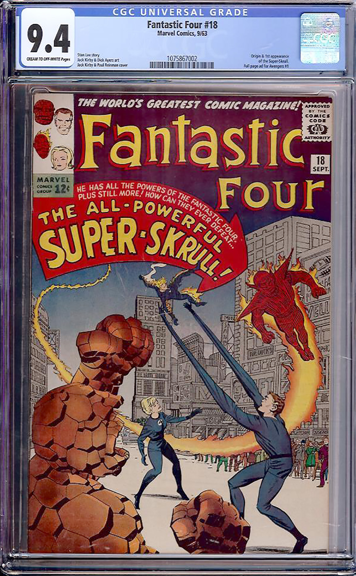 Fantastic Four #18 CGC 9.4 cr/ow