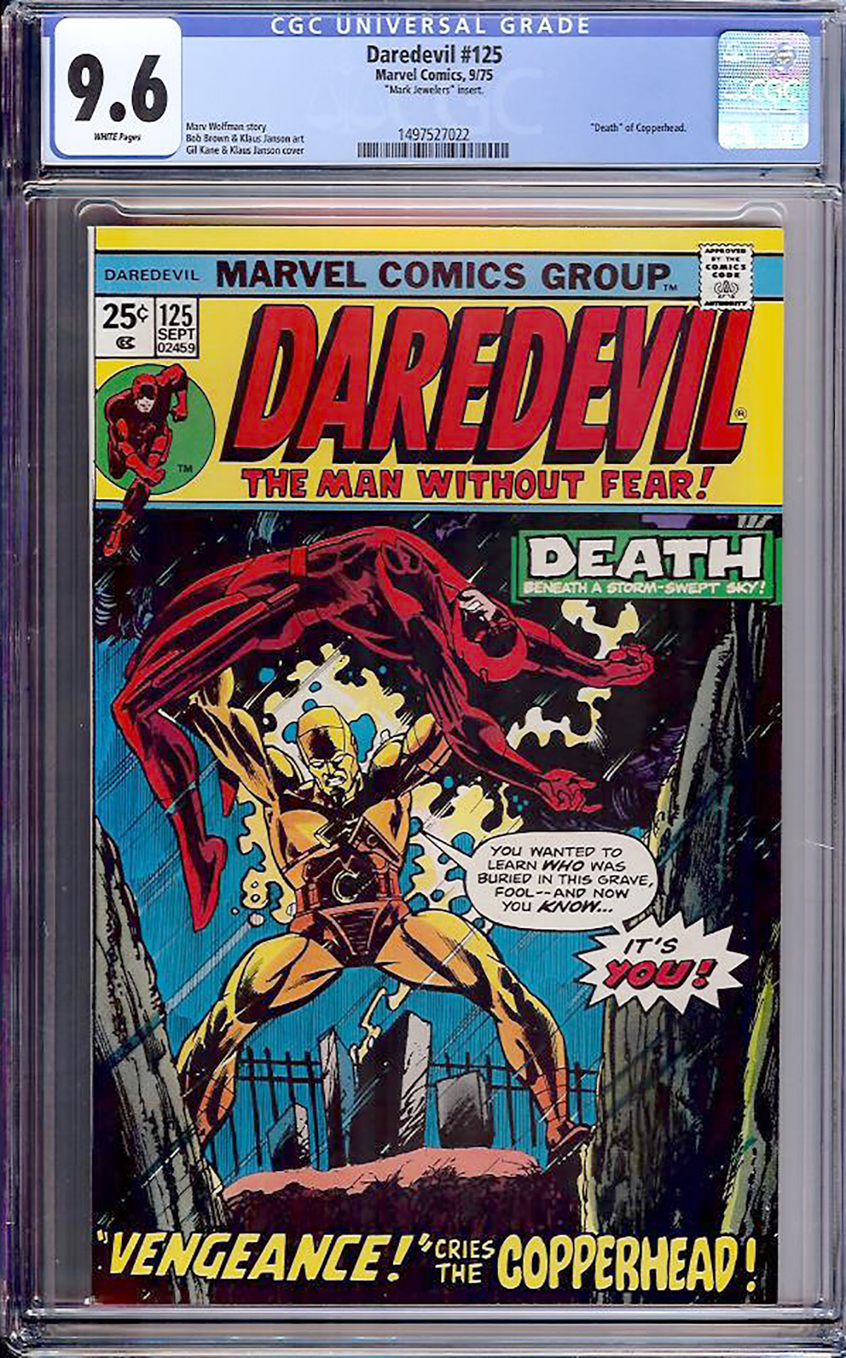 Daredevil #125 CGC 9.6 w