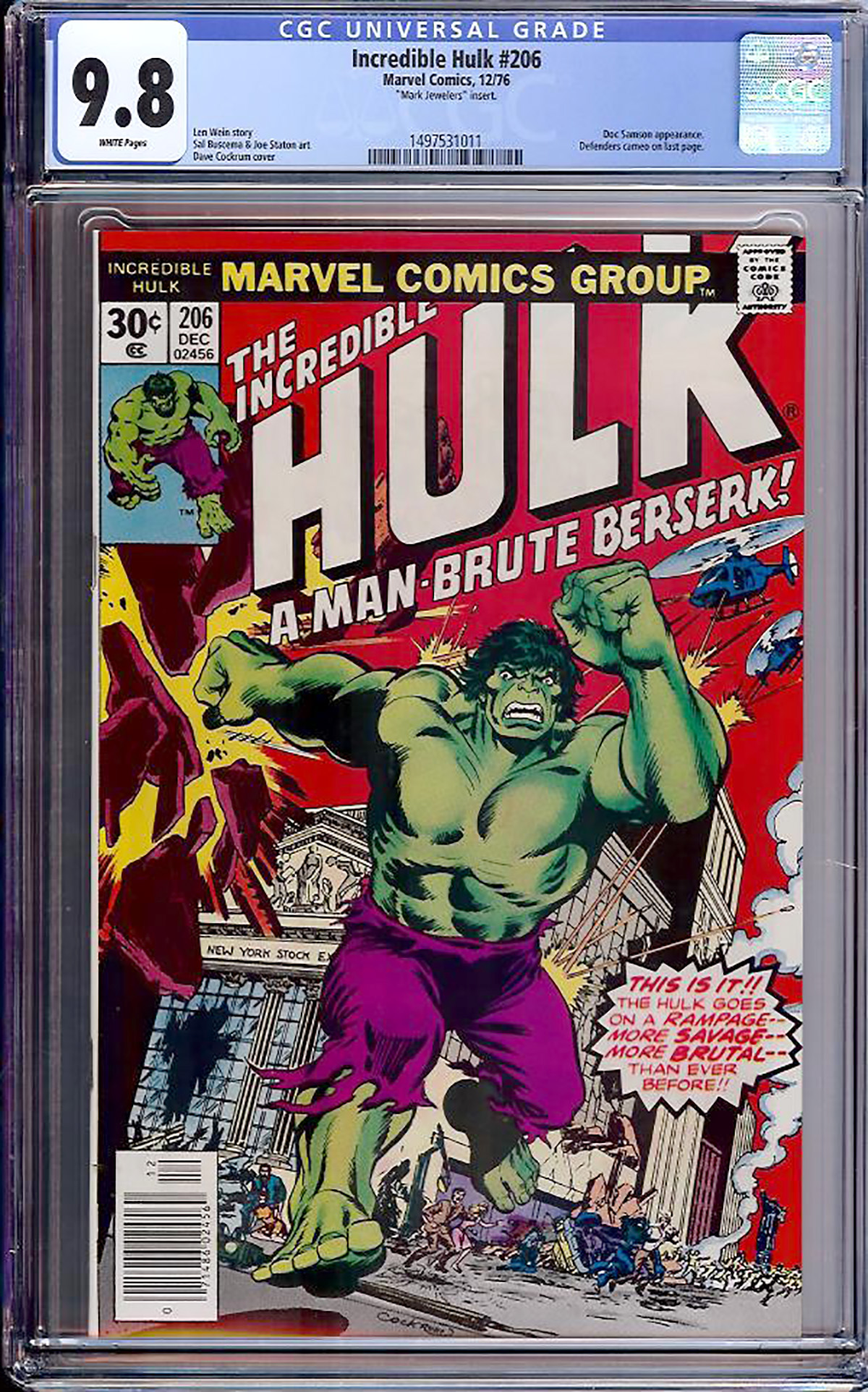Incredible Hulk #206 CGC 9.8 w