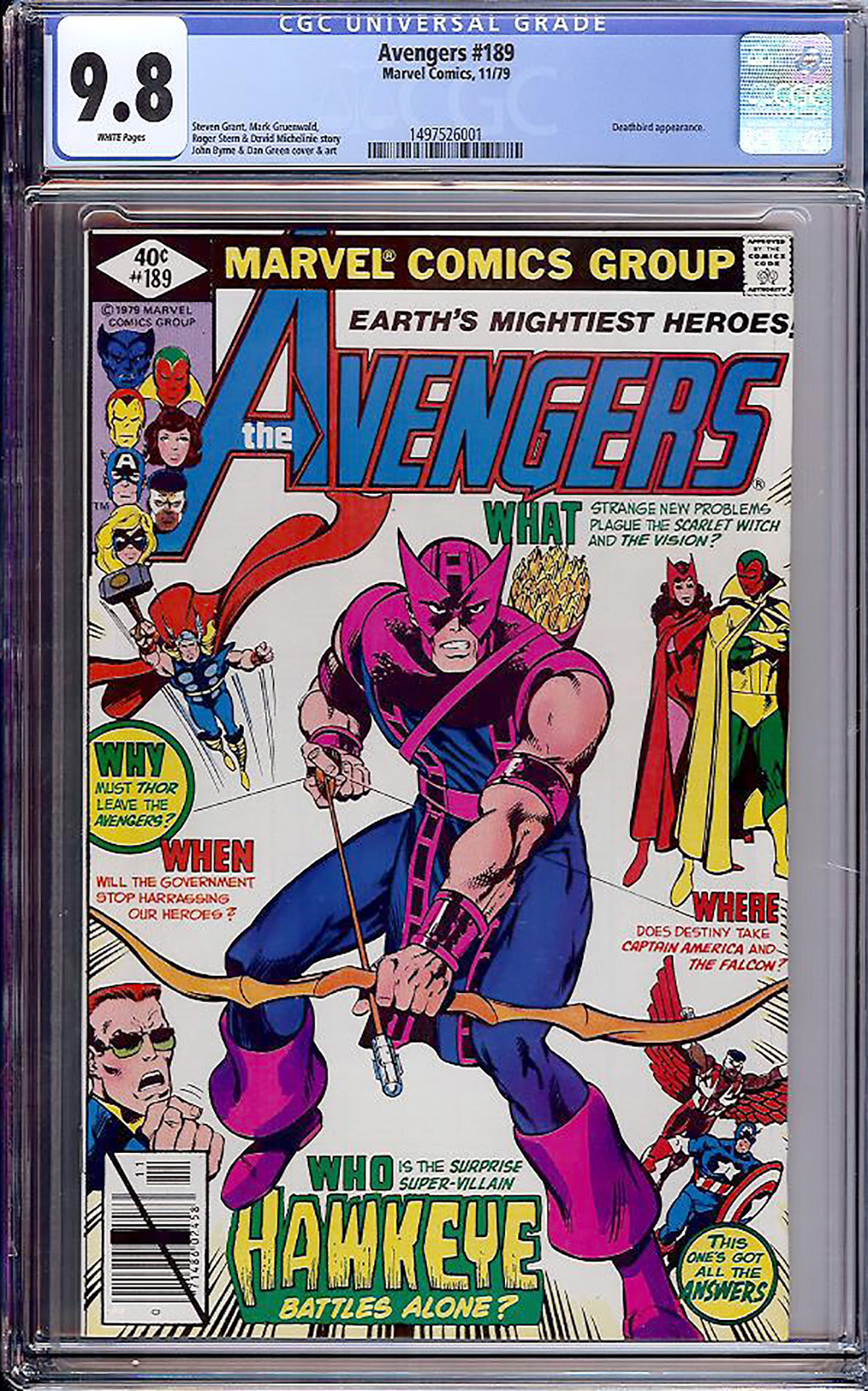 Avengers #189 CGC 9.8 w