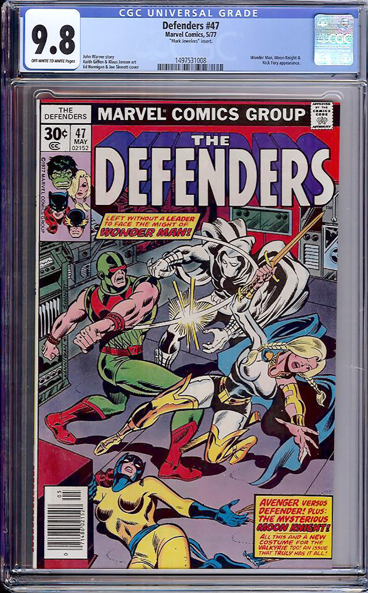 Defenders #47 CGC 9.8 ow/w