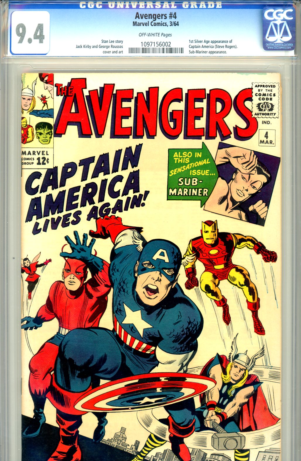 Avengers #4 CGC 9.4 ow