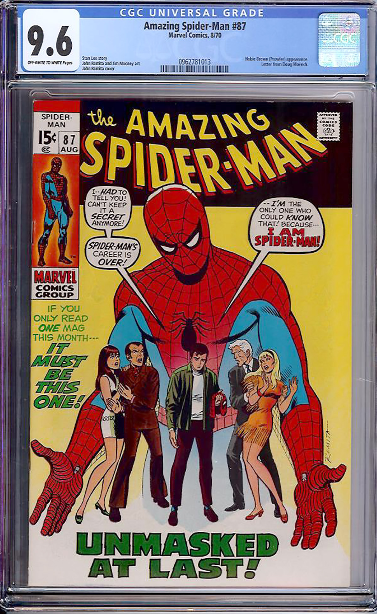 Amazing Spider-Man #87 CGC 9.6 ow/w