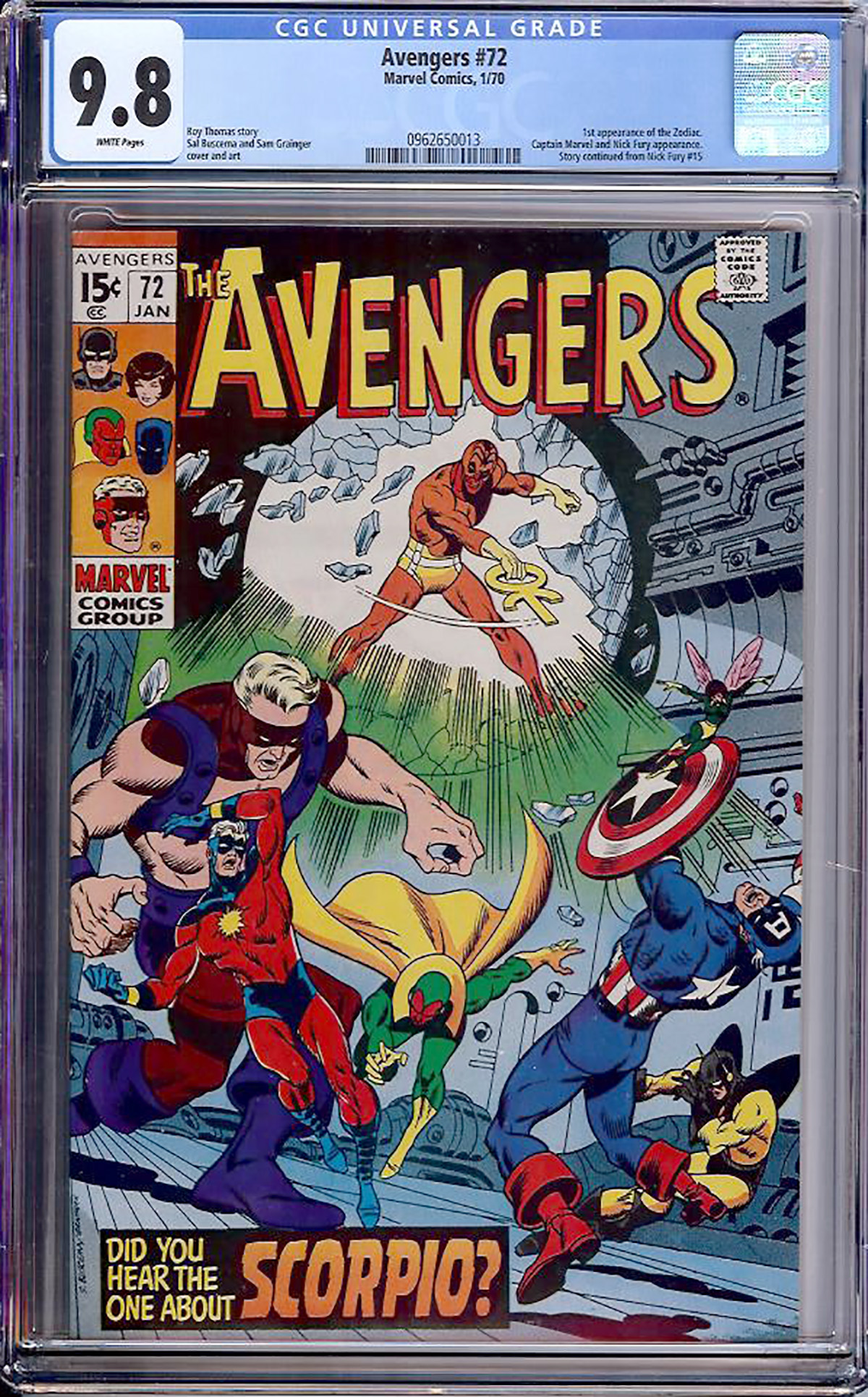 Avengers #72 CGC 9.8 w