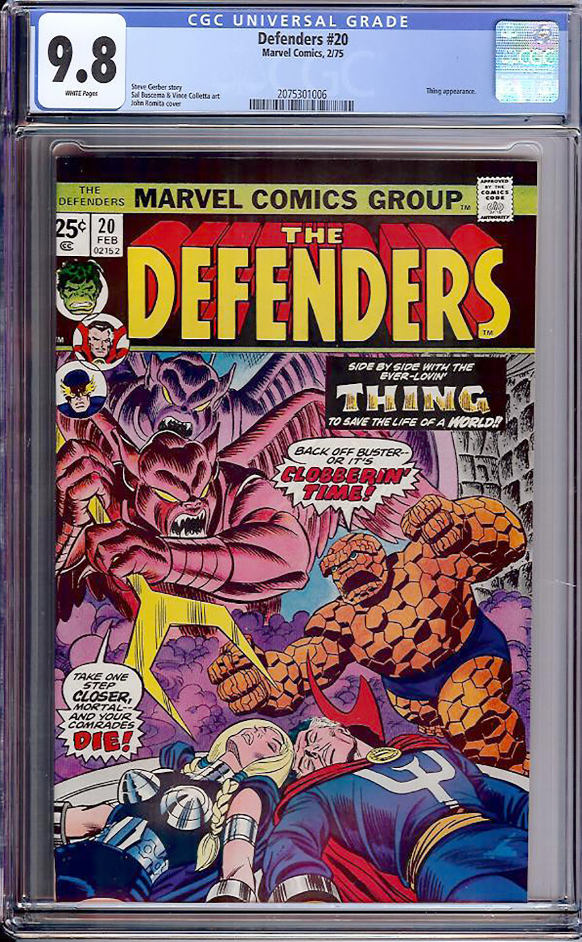 Defenders #20 CGC 9.8 w Davie Collection