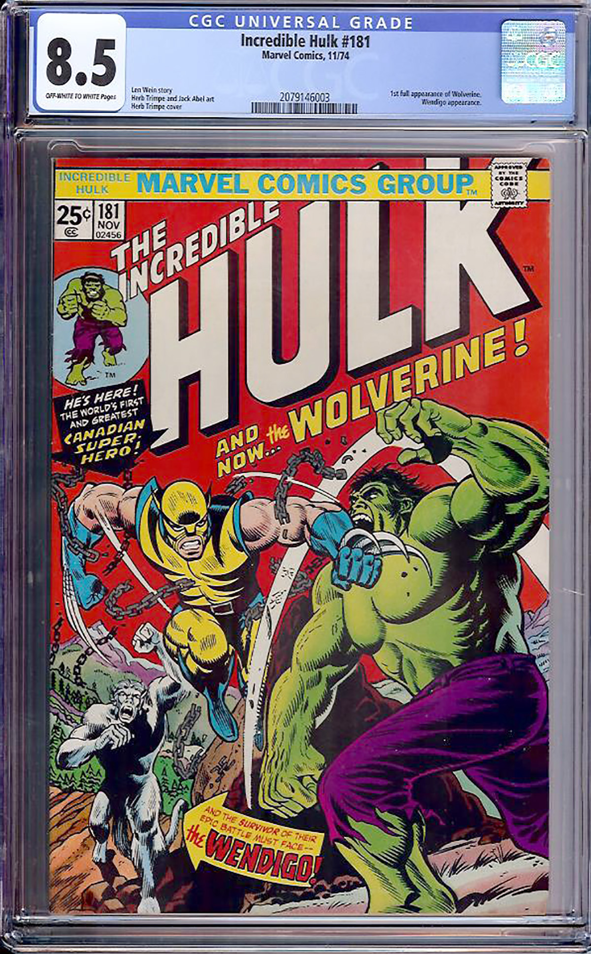 Incredible Hulk #181 CGC 8.5 ow/w