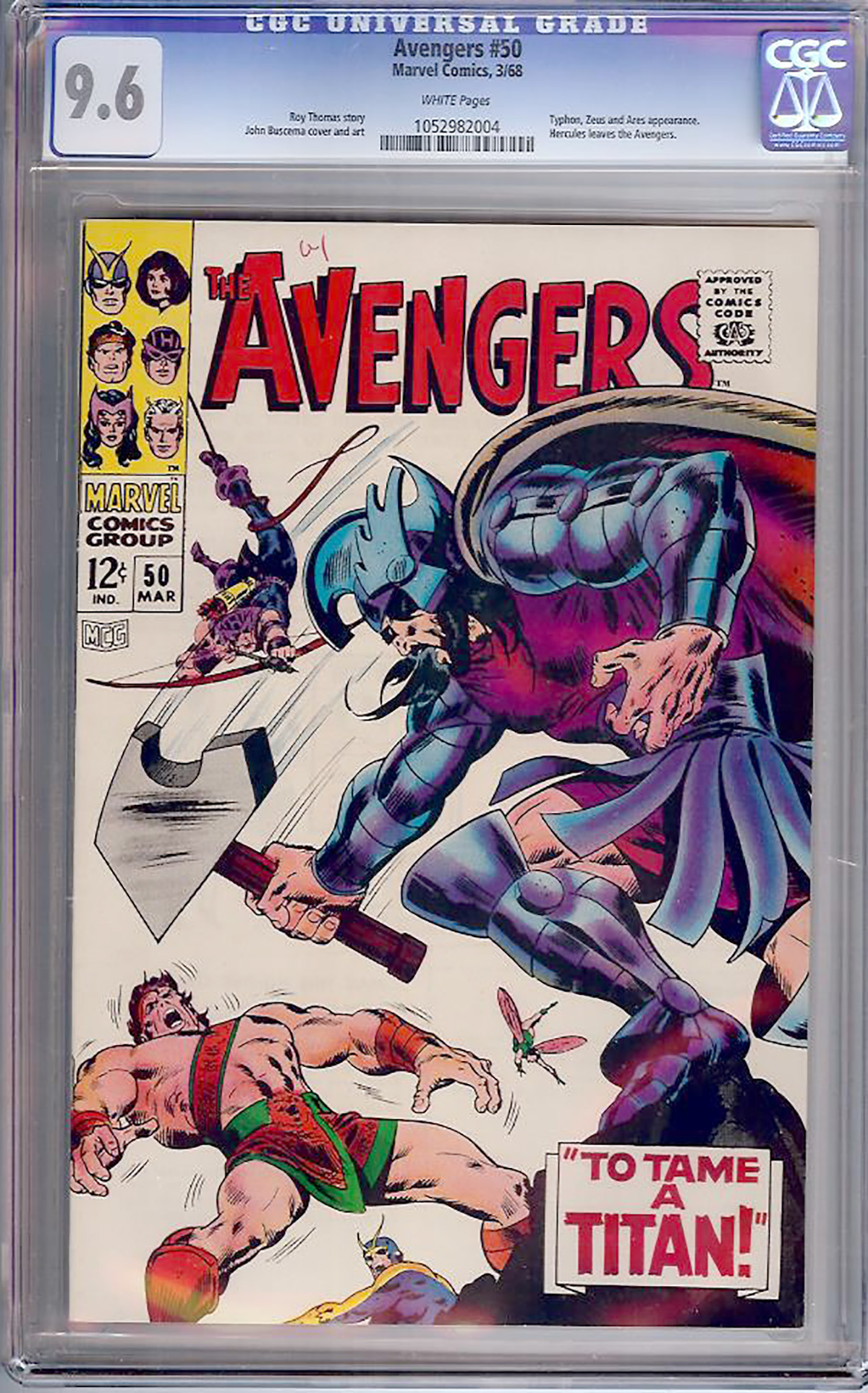 Avengers #50 CGC 9.6 w