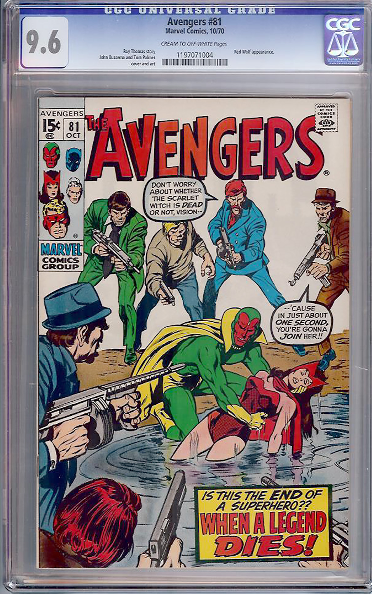 Avengers #81 CGC 9.6 cr/ow