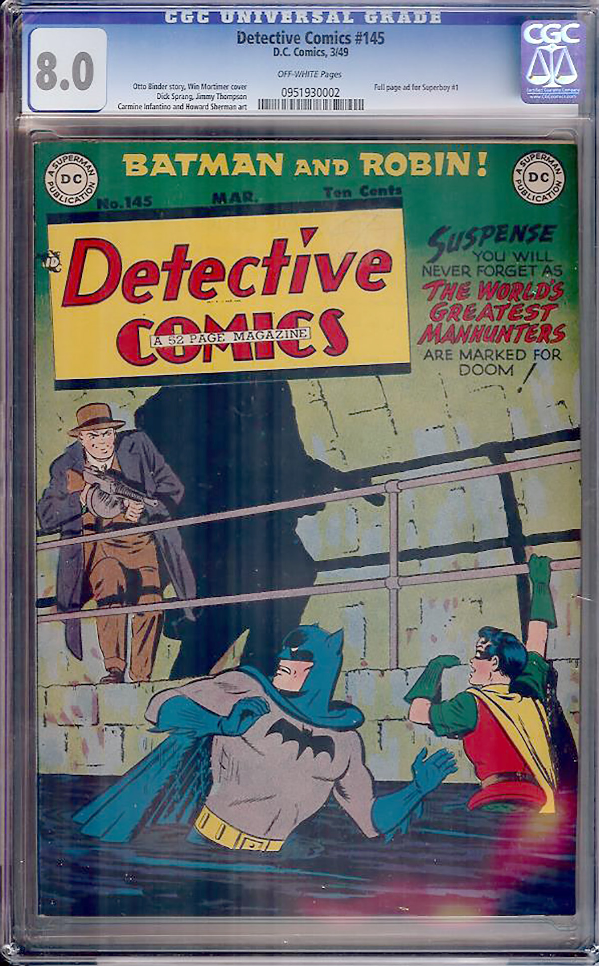 Detective Comics #145 CGC 8.0 ow