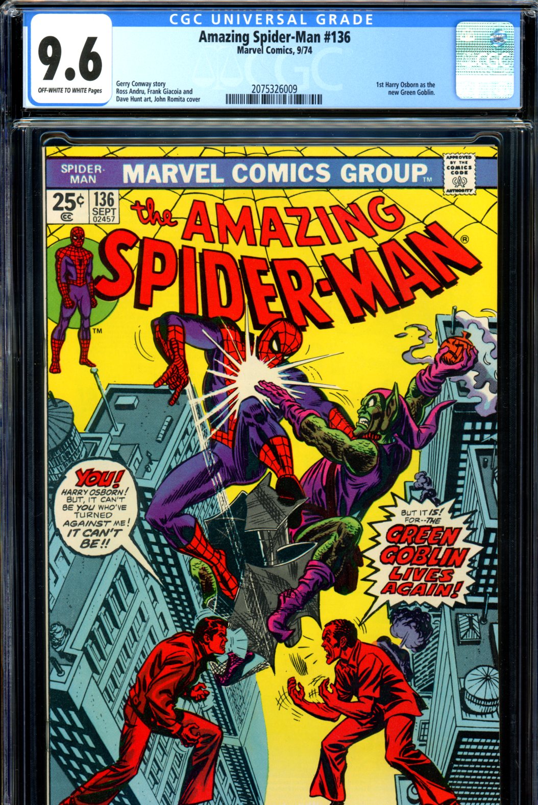 Amazing Spider-Man #136 CGC 9.6 ow/w