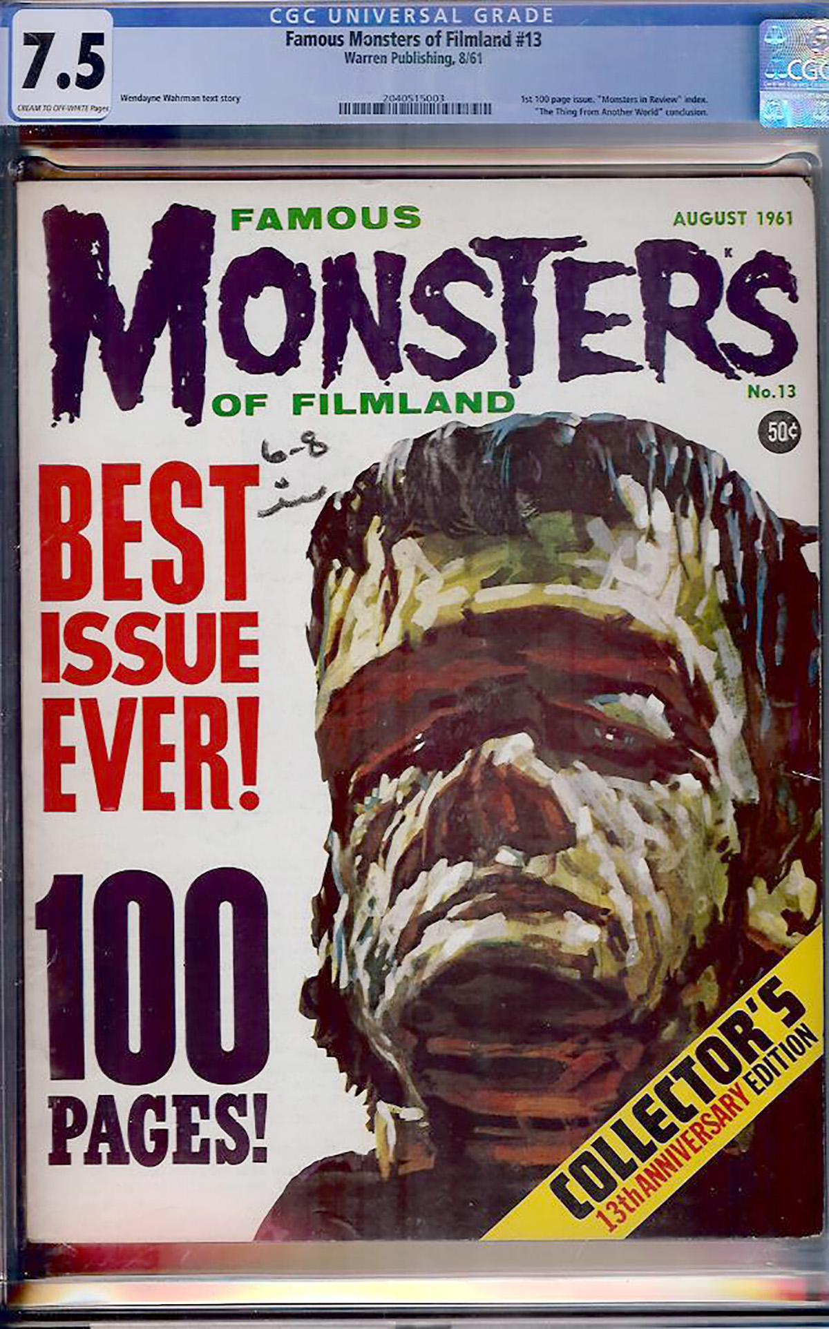 Famous Monsters of Filmland #13 CGC 7.5 cr/ow