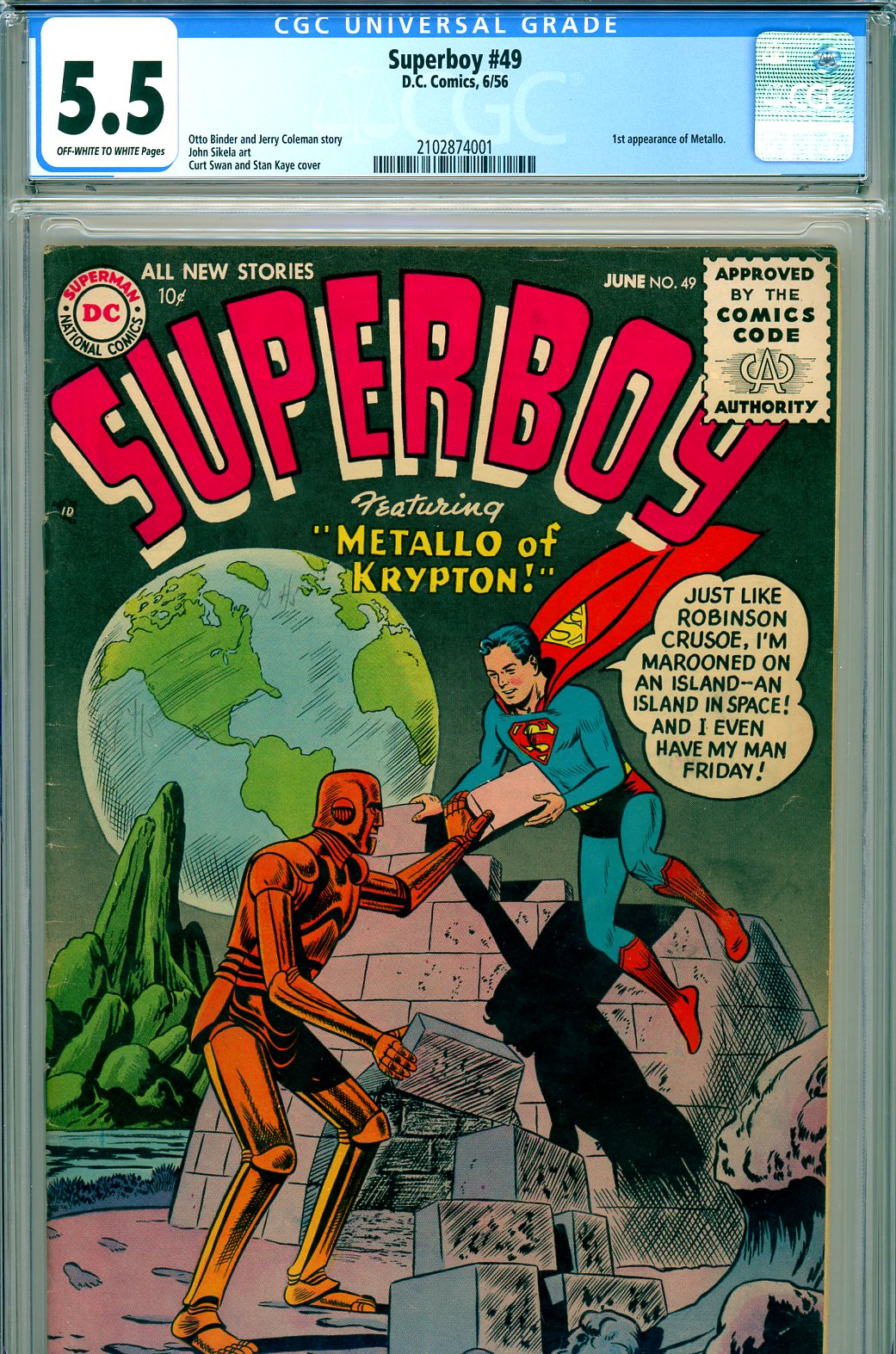 Superboy #49 CGC 5.5 ow/w