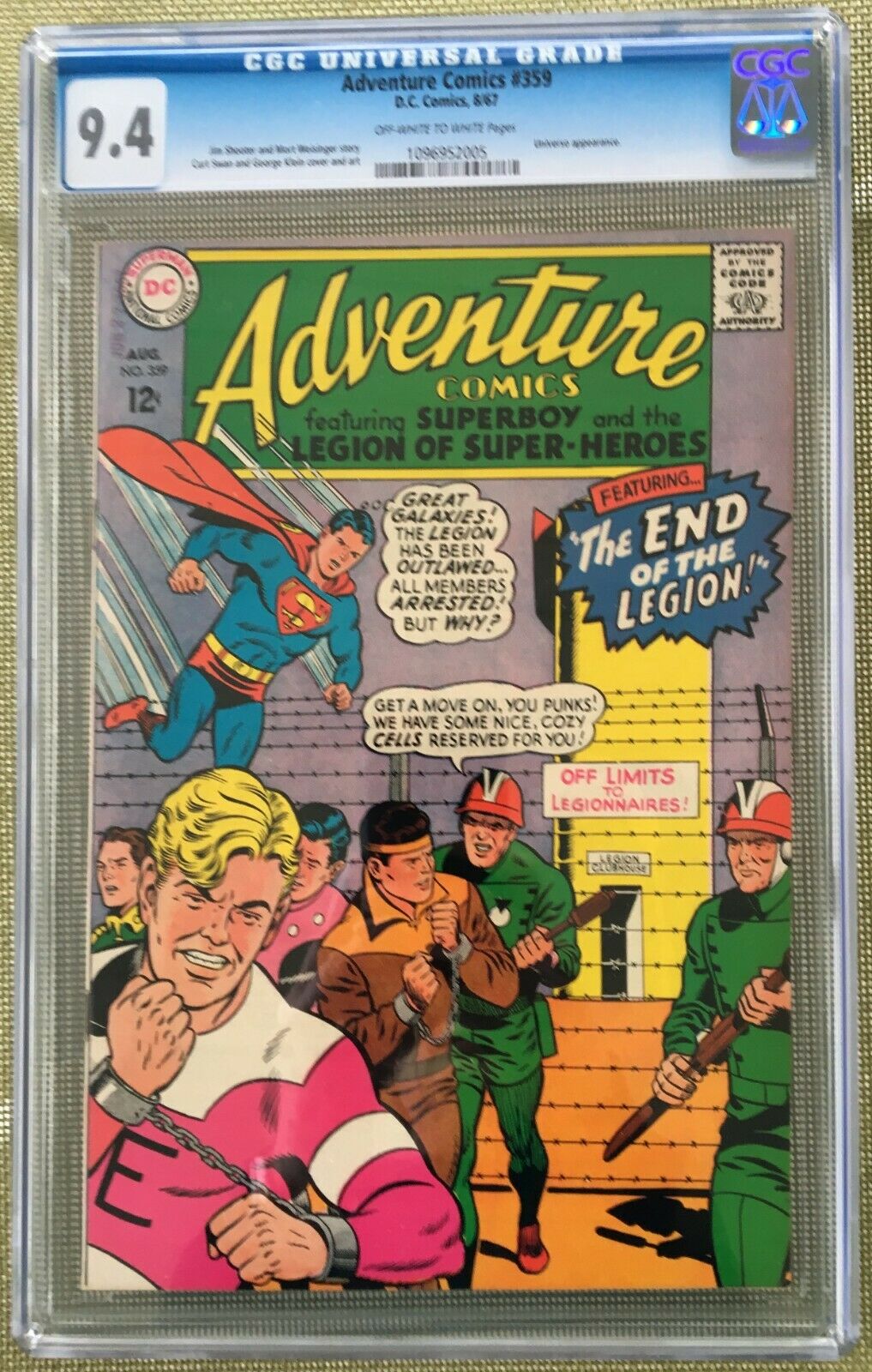 Adventure Comics #359 CGC 9.4 ow/w