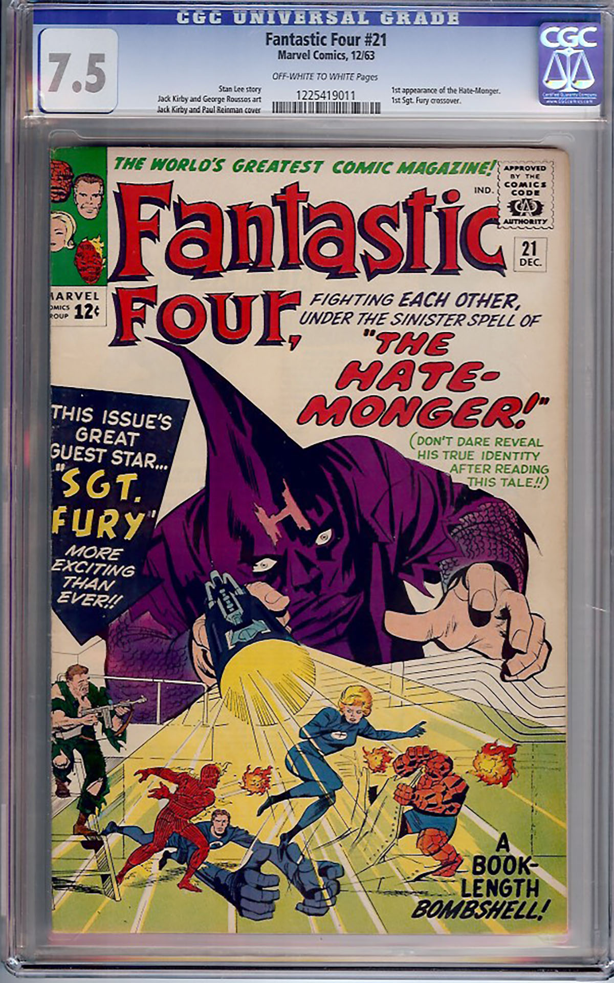 Fantastic Four #21 CGC 7.5 ow/w