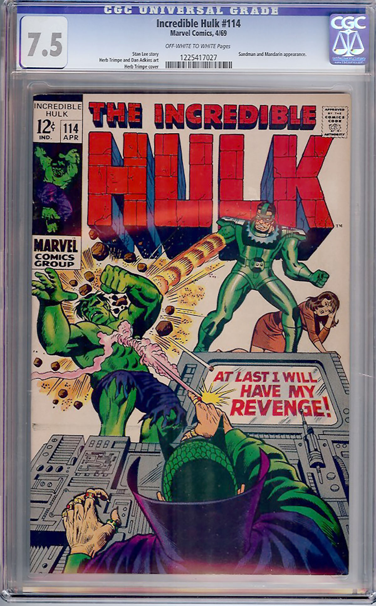 Incredible Hulk #114 CGC 7.5 ow/w