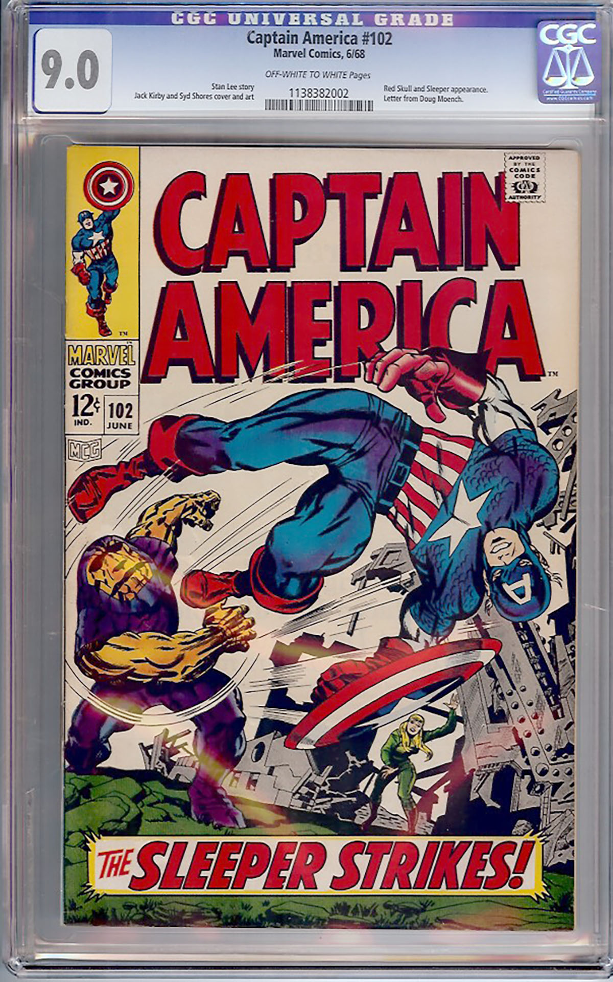 Captain America #102 CGC 9.0 ow/w