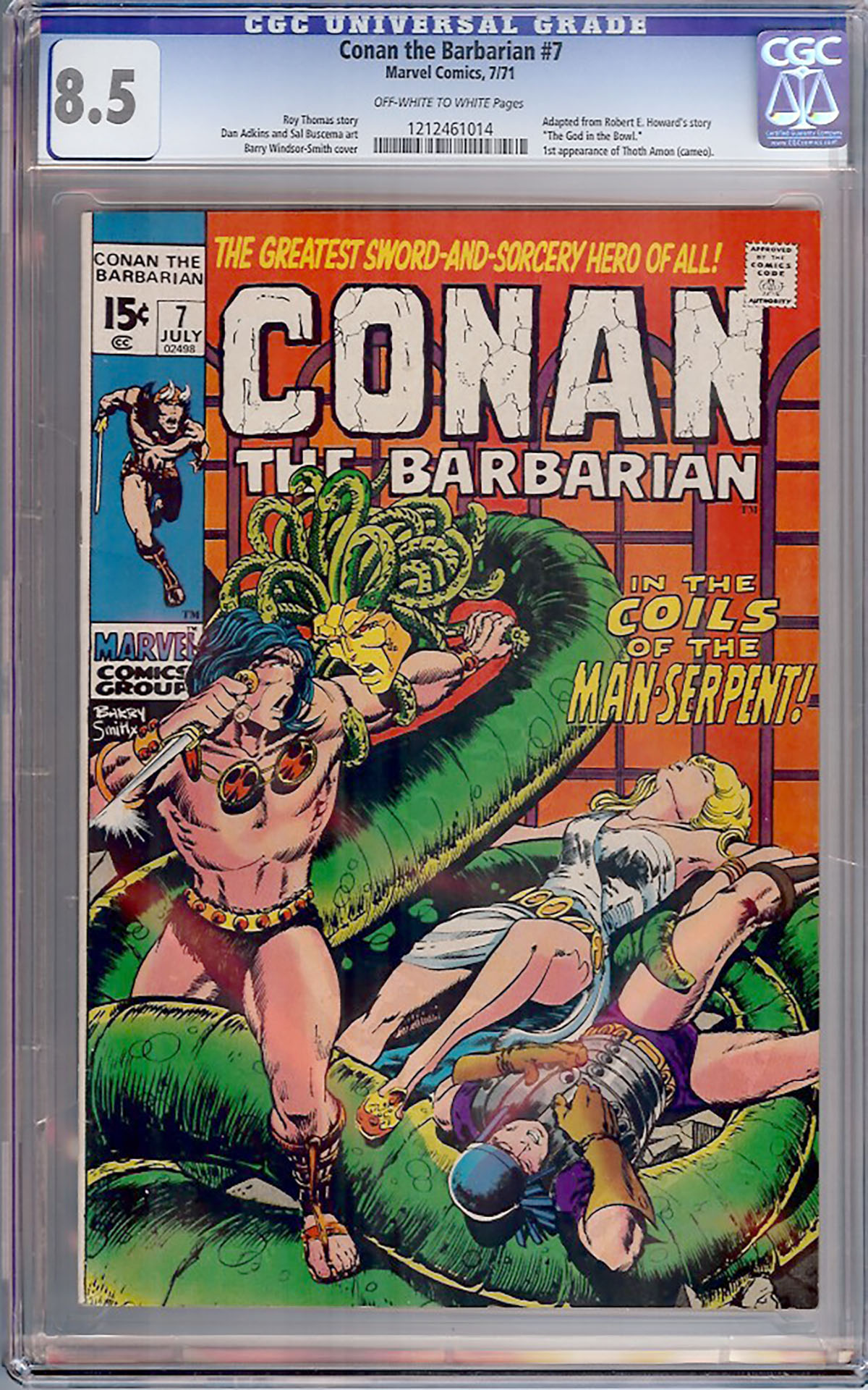 Conan The Barbarian #7 CGC 8.5 w