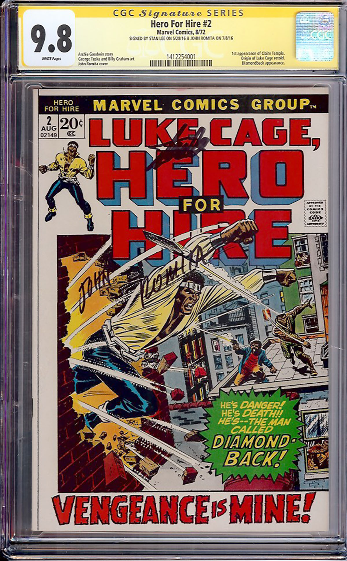 Hero For Hire #2 CGC 9.8 w CGC Signature SERIES