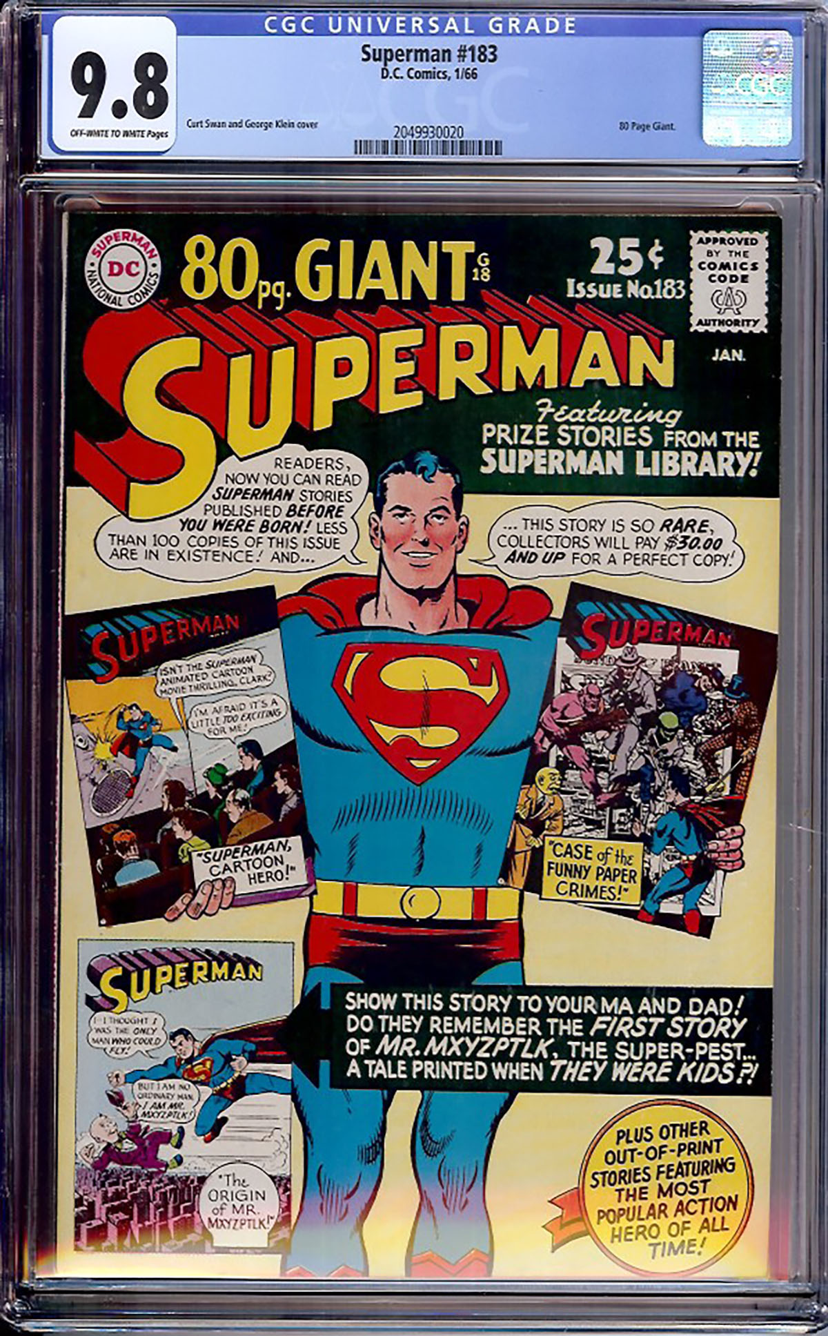 Superman #183 CGC 9.8 ow/w