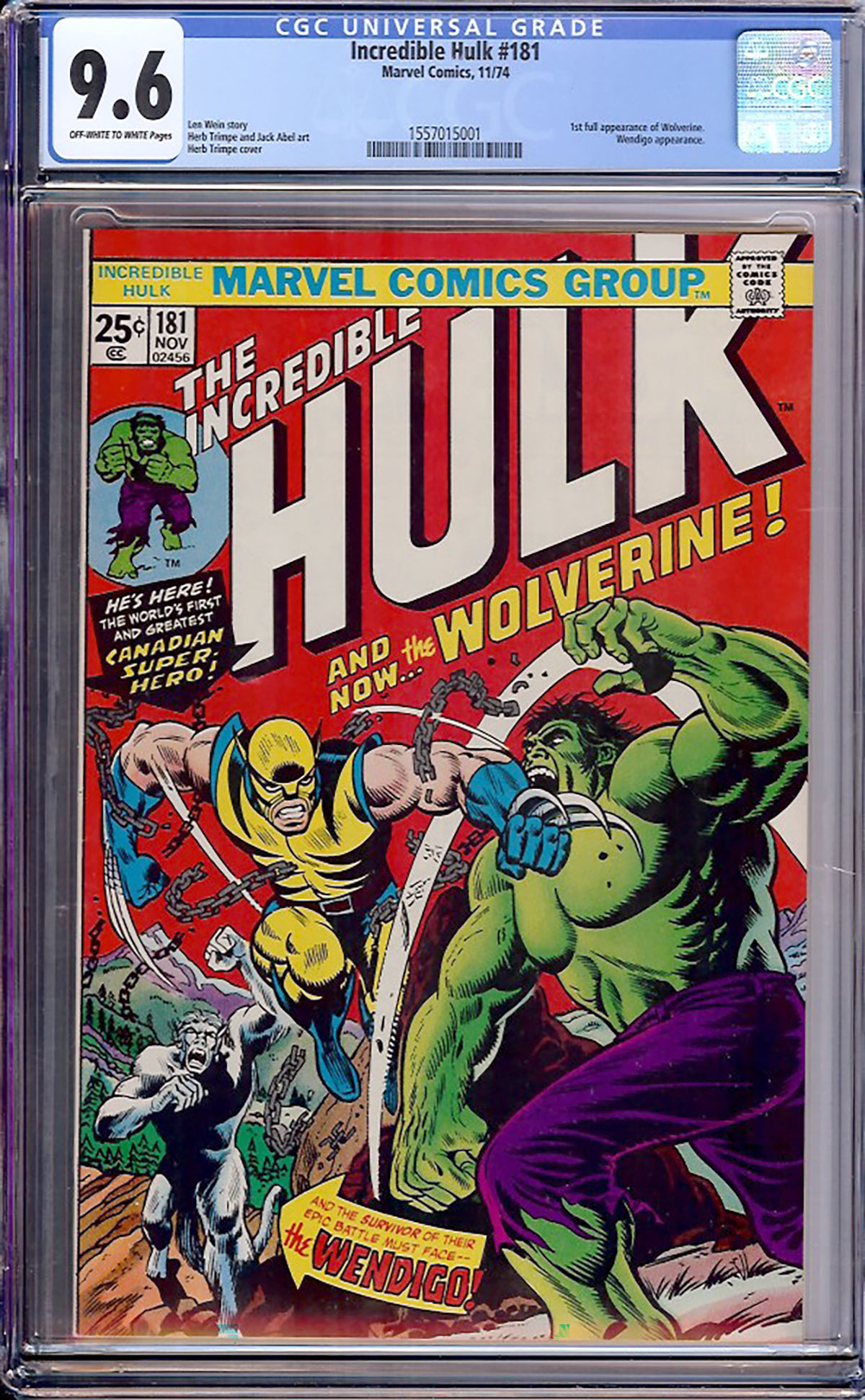 Incredible Hulk #181 CGC 9.6 ow/w
