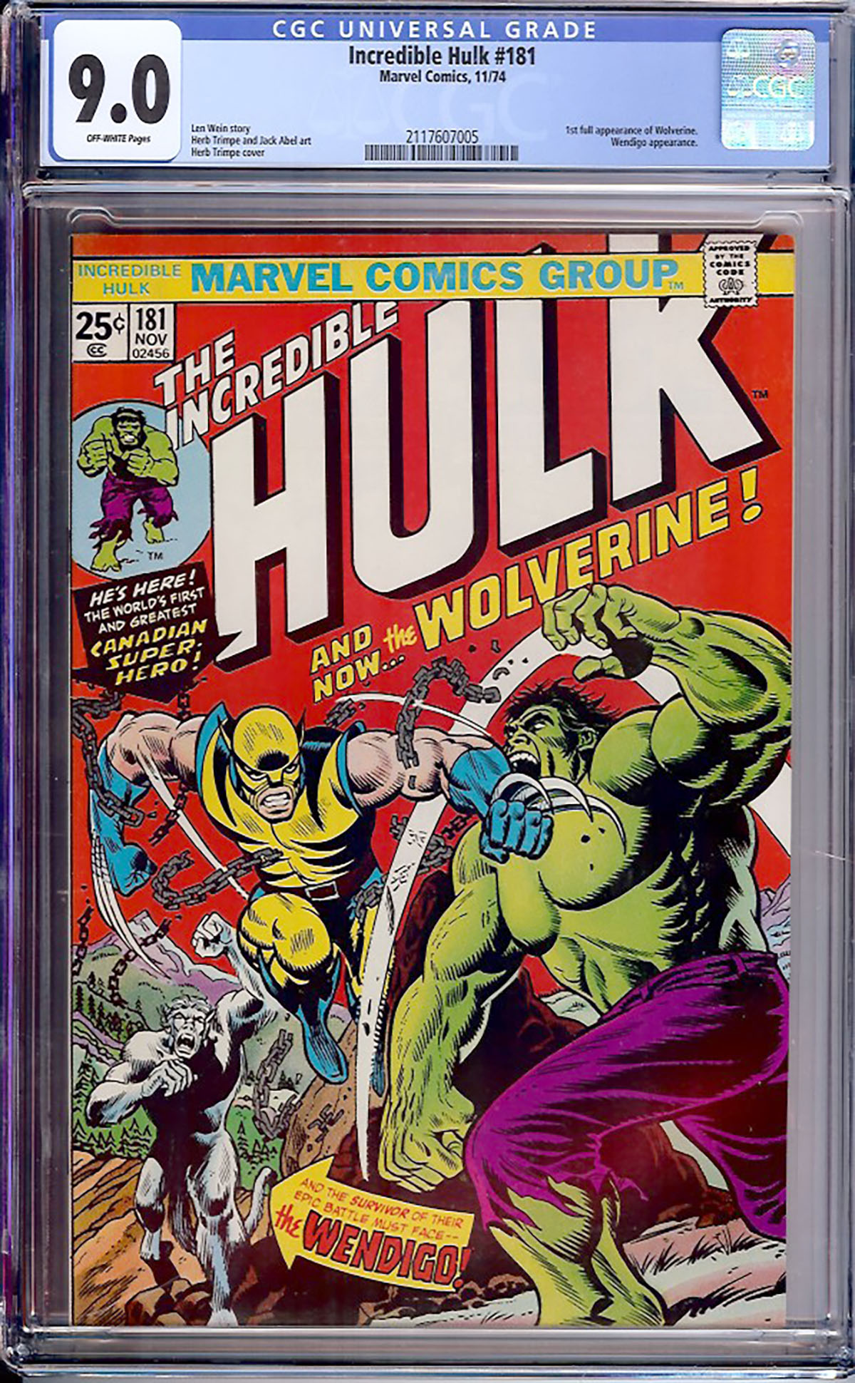 Incredible Hulk #181 CGC 9.0 ow