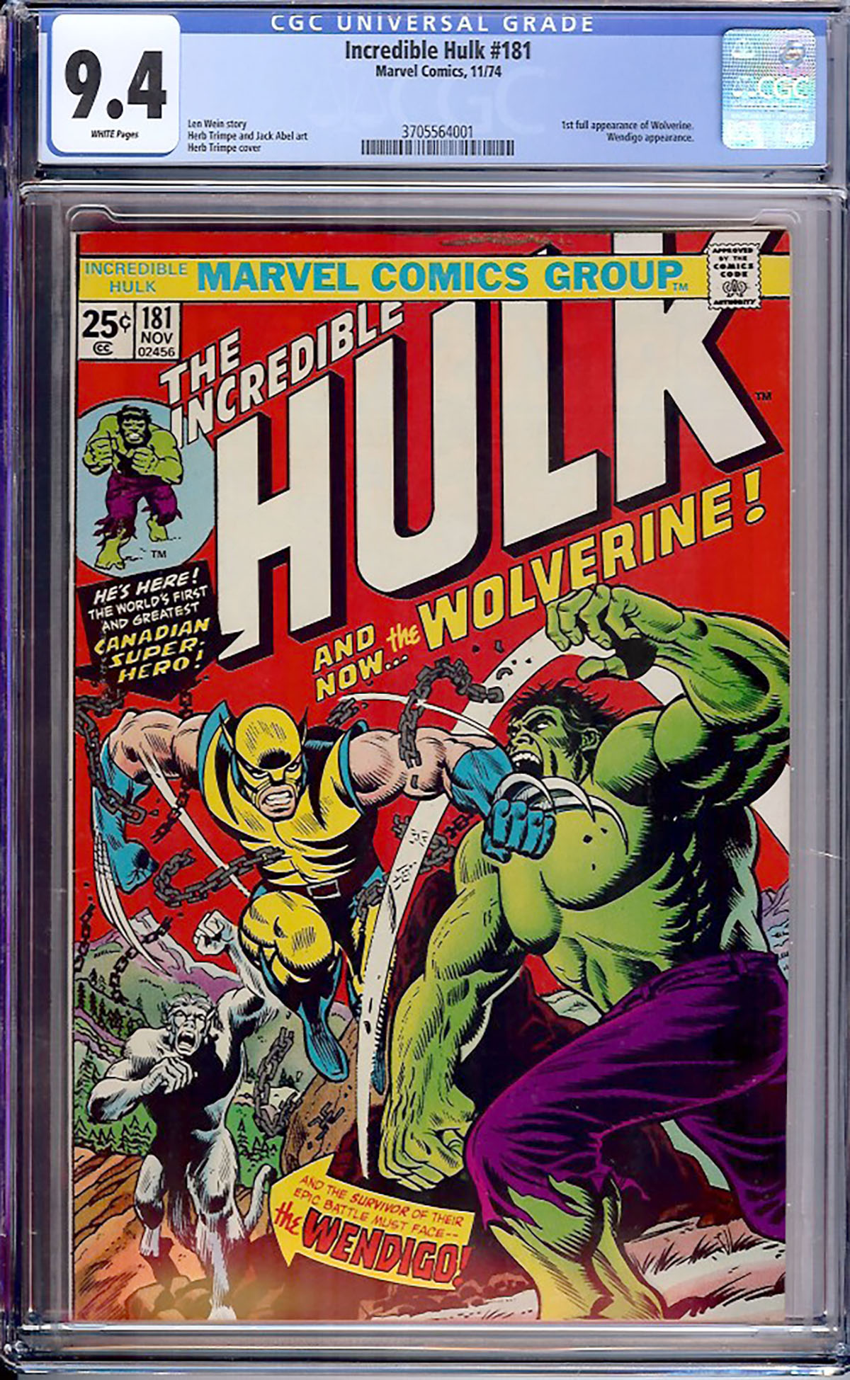 Incredible Hulk #181 CGC 9.4 w