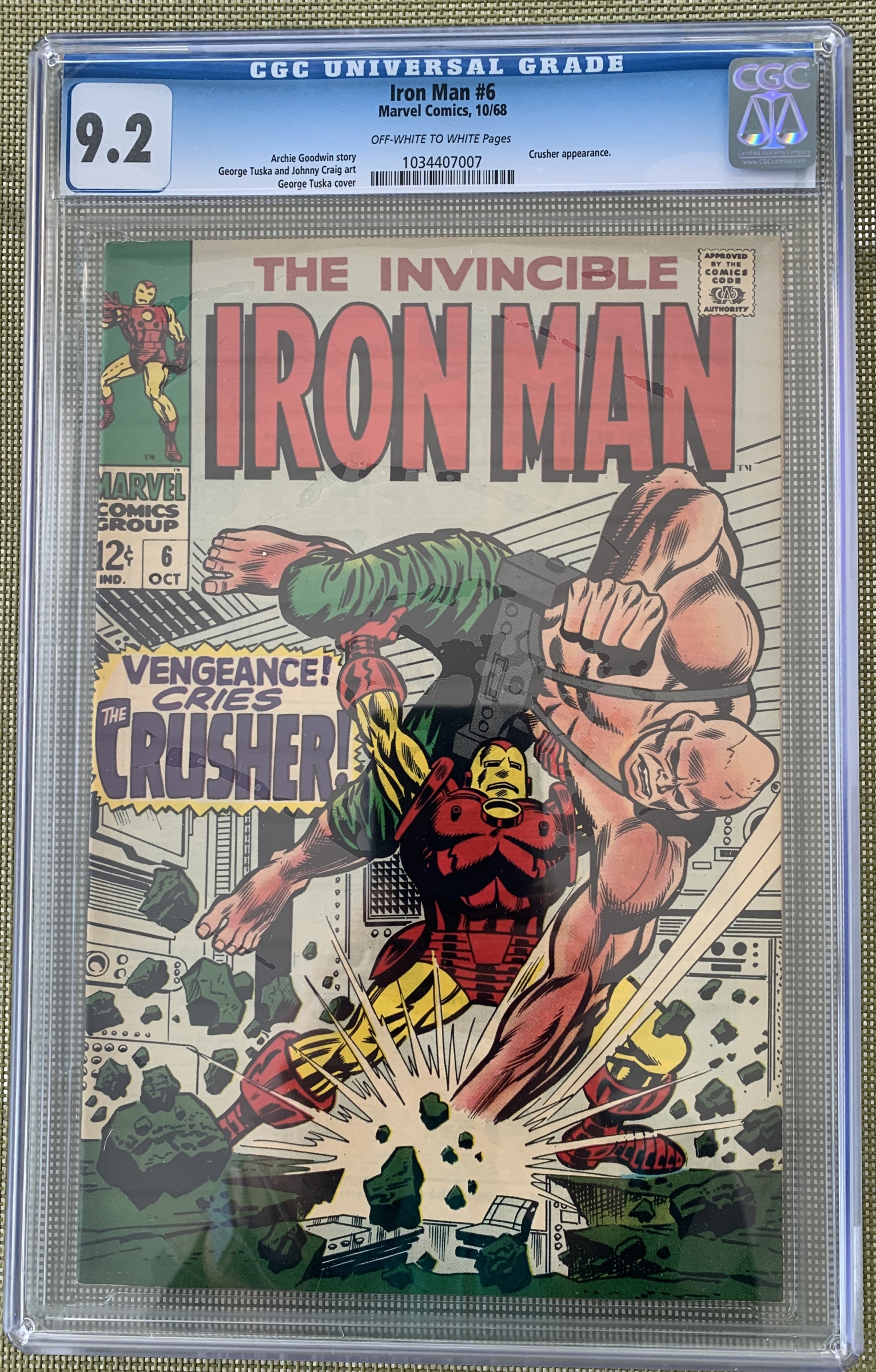 Iron Man #6 CGC 9.2 ow/w