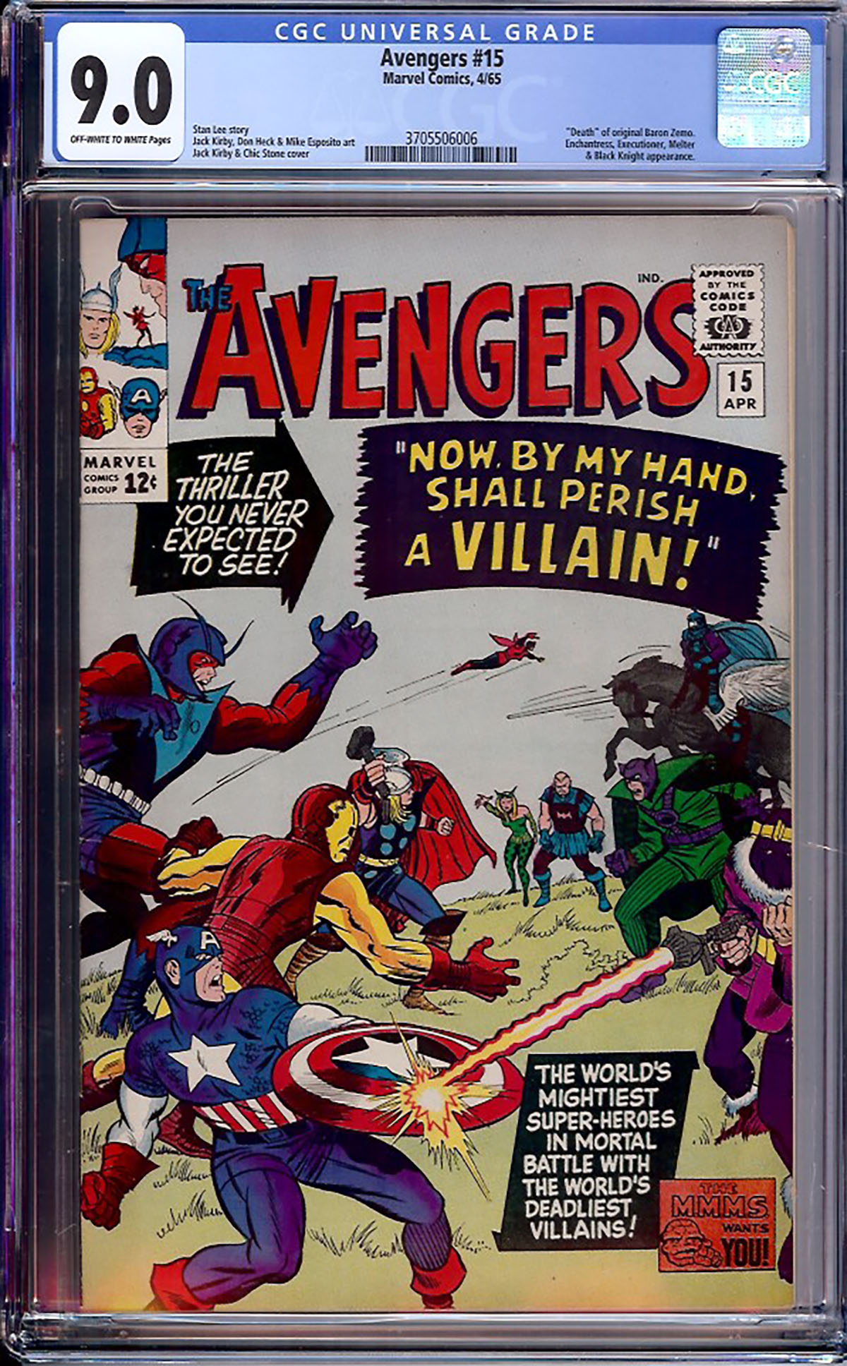Avengers #15 CGC 9.0 ow/w