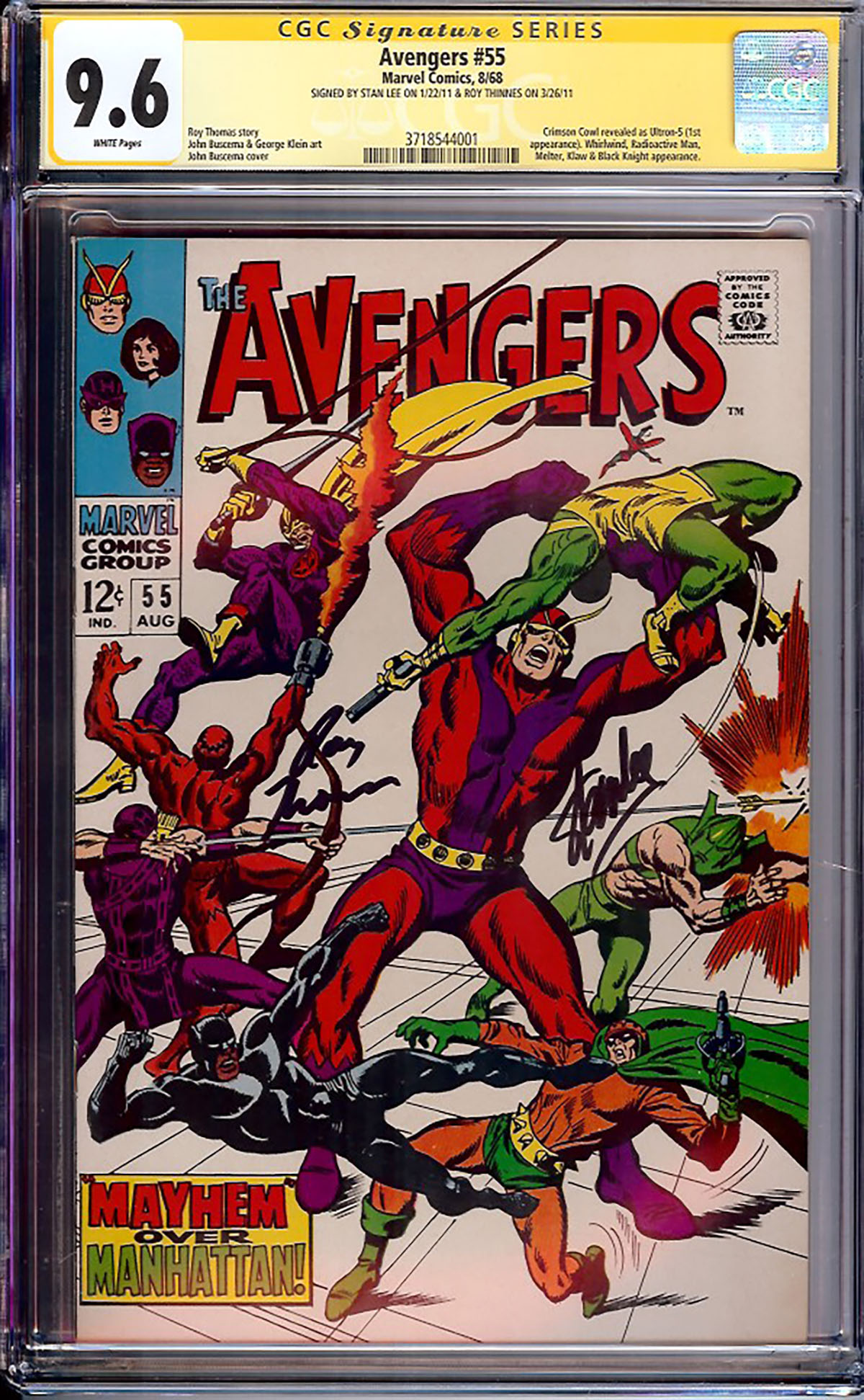 Avengers #55 CGC 9.6 w CGC Signature SERIES